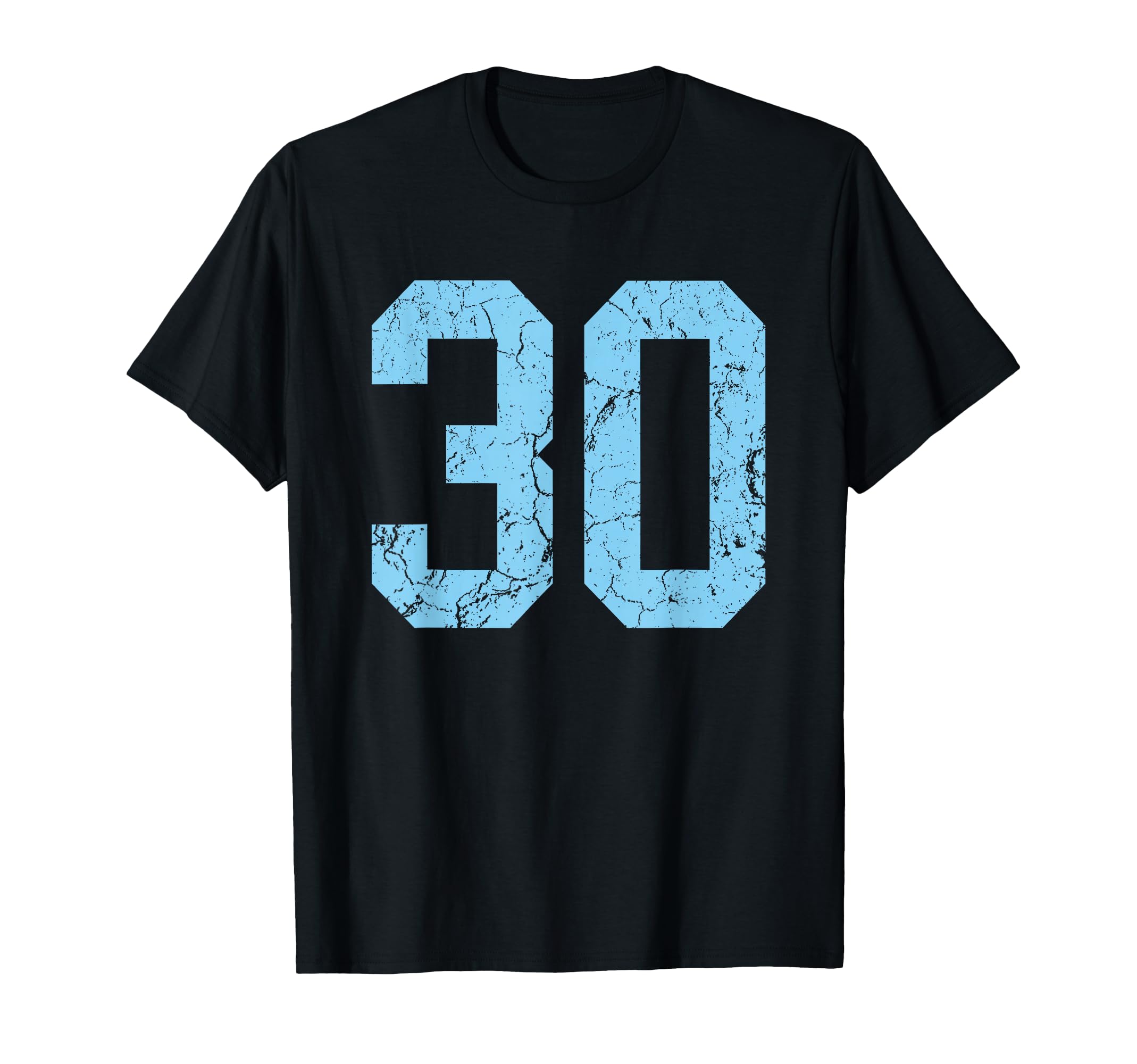 Distressed Blue Number 30 Jersey T-Shirt - Novelty Apparel for Adults - T-Shirt, Sweatshirt, Hoodie