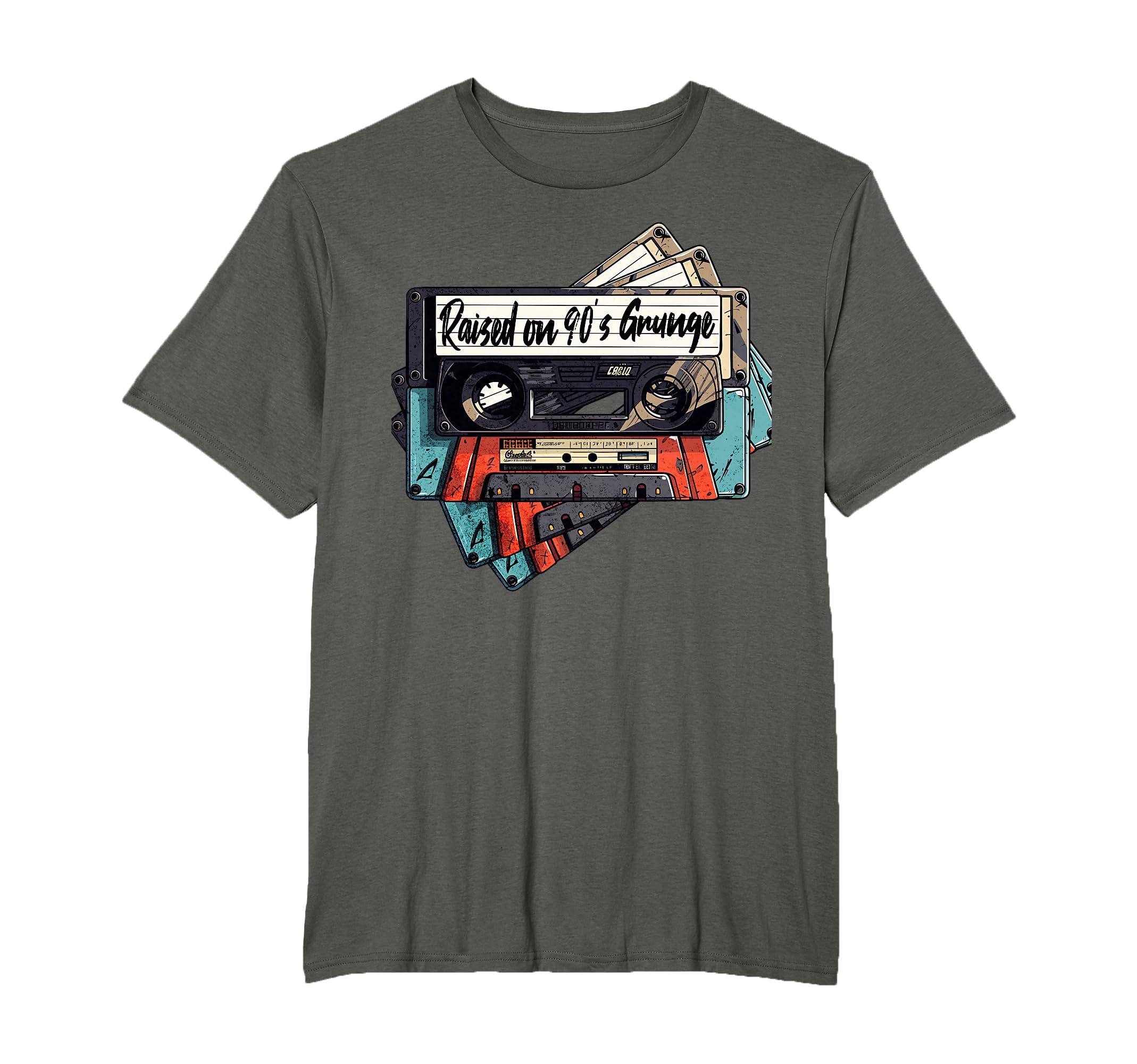 Raised 90S Music Grunge Rock Cassette T-Shirt - Graphic Print for Adults - T-Shirt, Sweatshirt, Hoodie