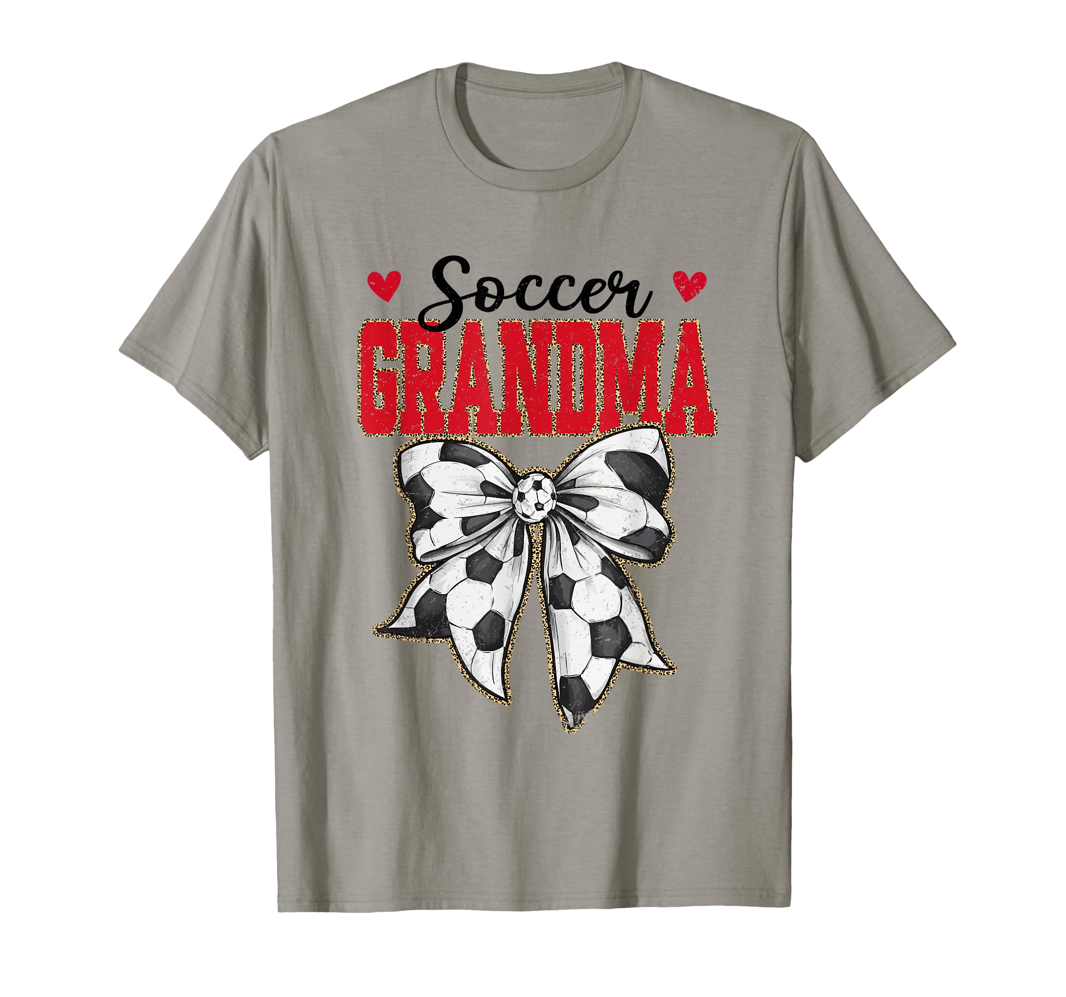 Soccer Grandma Bow Leopard Soccer T-Shirt - Minimalist Print Men Women - T-Shirt, Sweatshirt, Hoodie