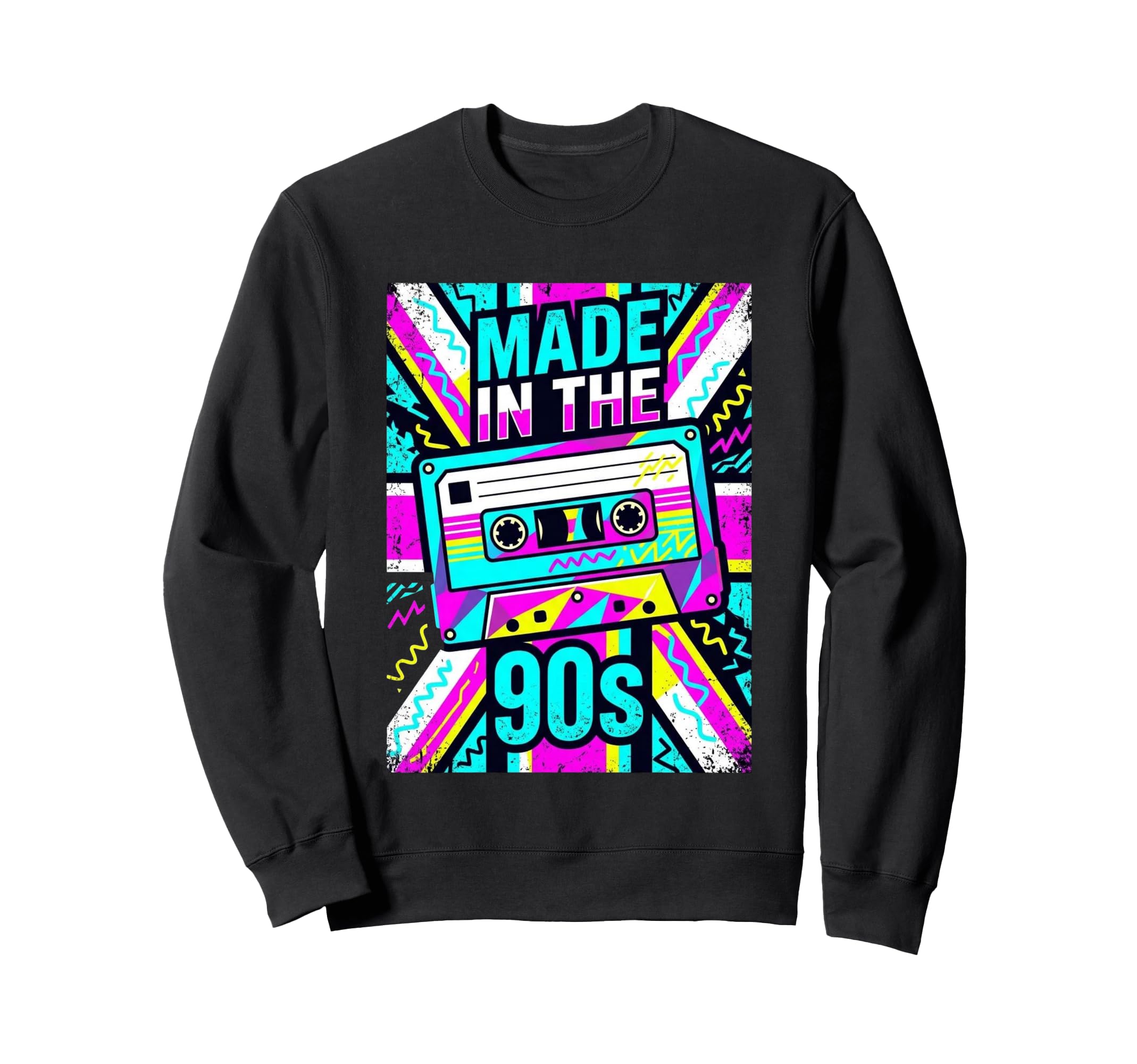 90S Cassette Tape Geometric Sweatshirt - Fun Novelty Design Men Women - T-Shirt, Sweatshirt, Hoodie