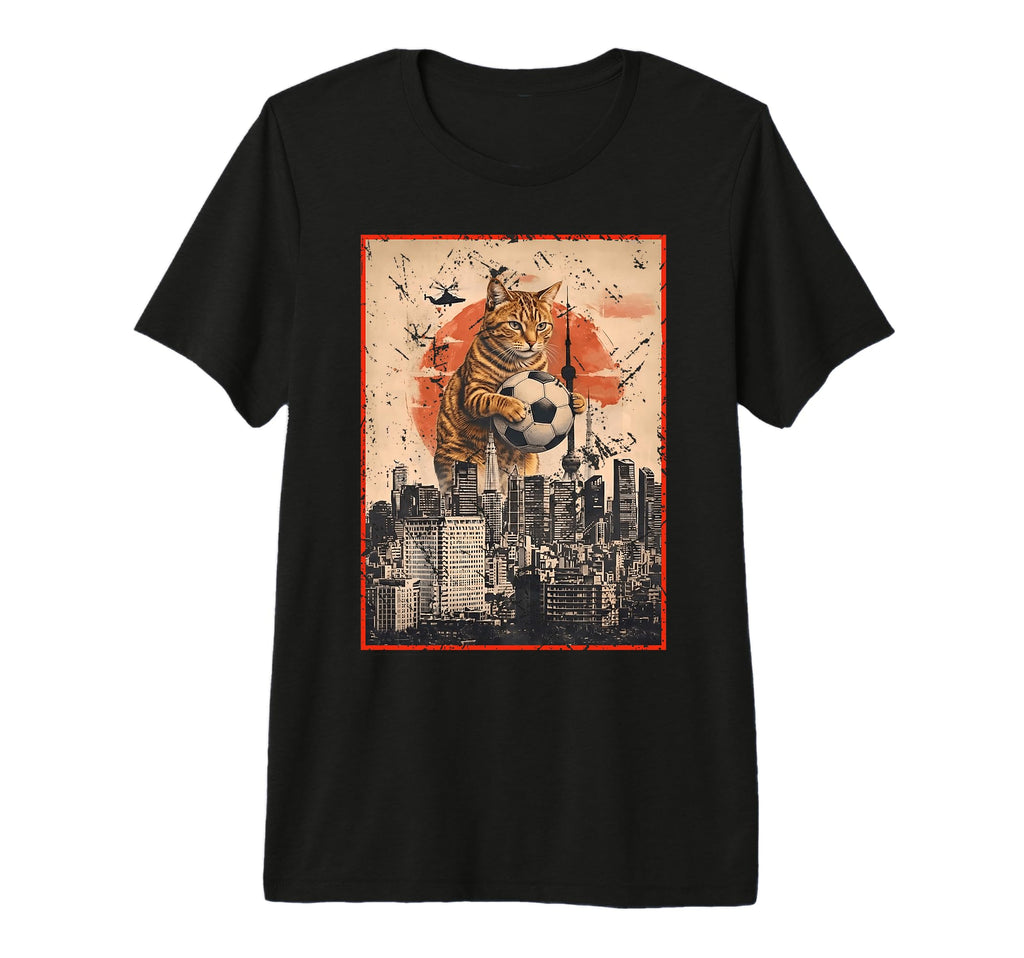 Funny Soccer Ball Giant Cat Japanese T-Shirt - Fun Novelty Design Unisex - T-Shirt, Sweatshirt, Hoodie