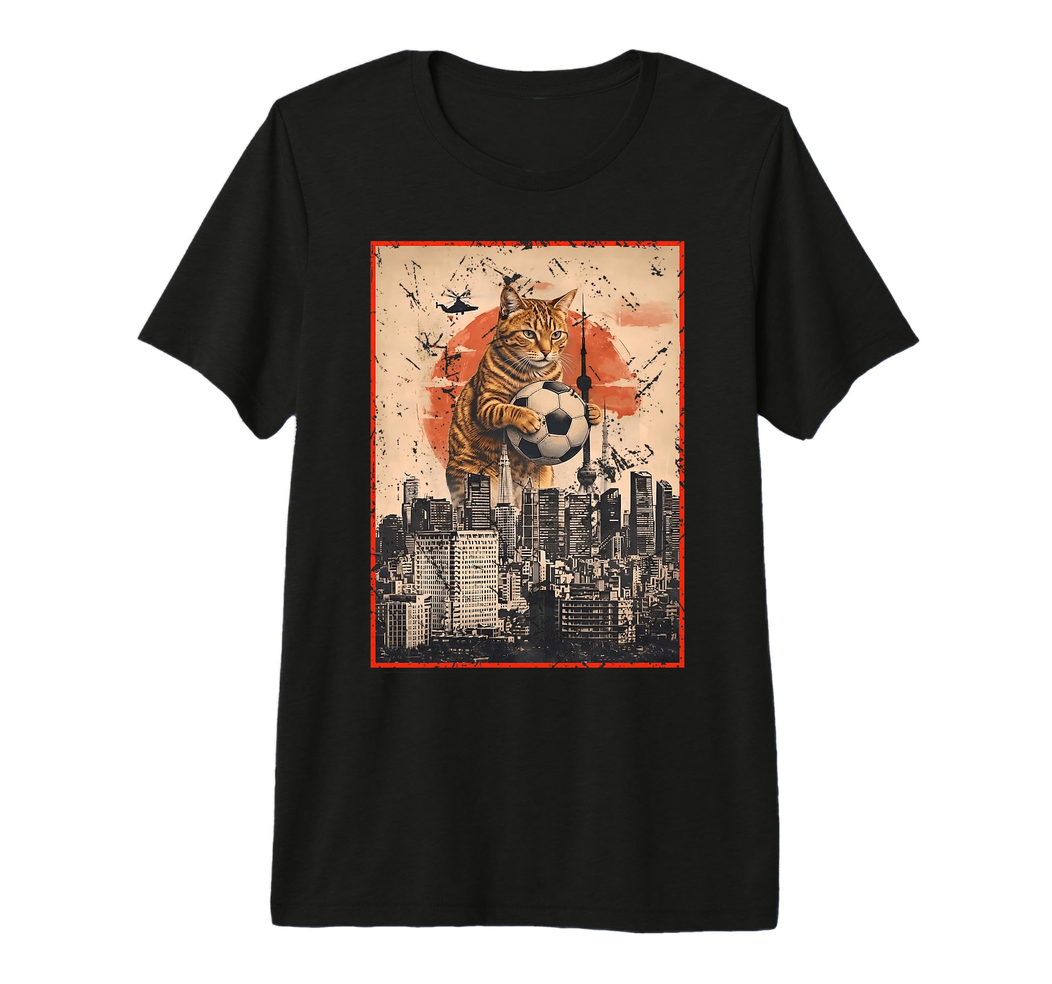 Funny Soccer Ball Giant Cat Japanese T-Shirt - Fun Novelty Design Unisex - T-Shirt, Sweatshirt, Hoodie