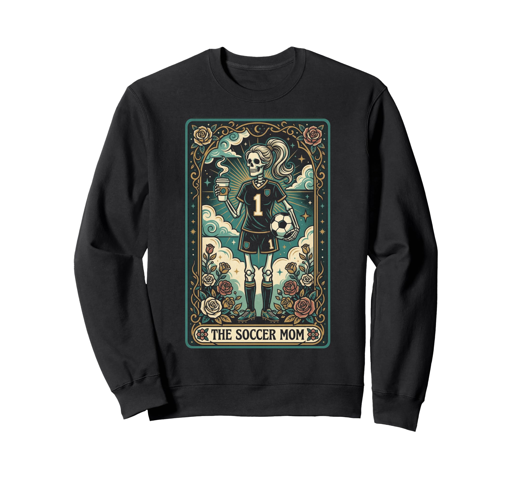 Soccer Mom Skeleton Coffee Football Sweatshirt - Graphic Print Unisex - T-Shirt, Sweatshirt, Hoodie