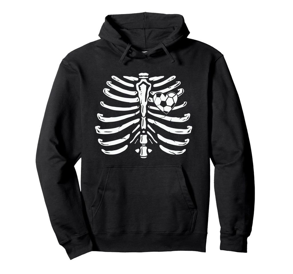 Soccer Ball Heart Skeleton Hoodie - Casual Everyday Wear Men Women - T-Shirt, Sweatshirt, Hoodie