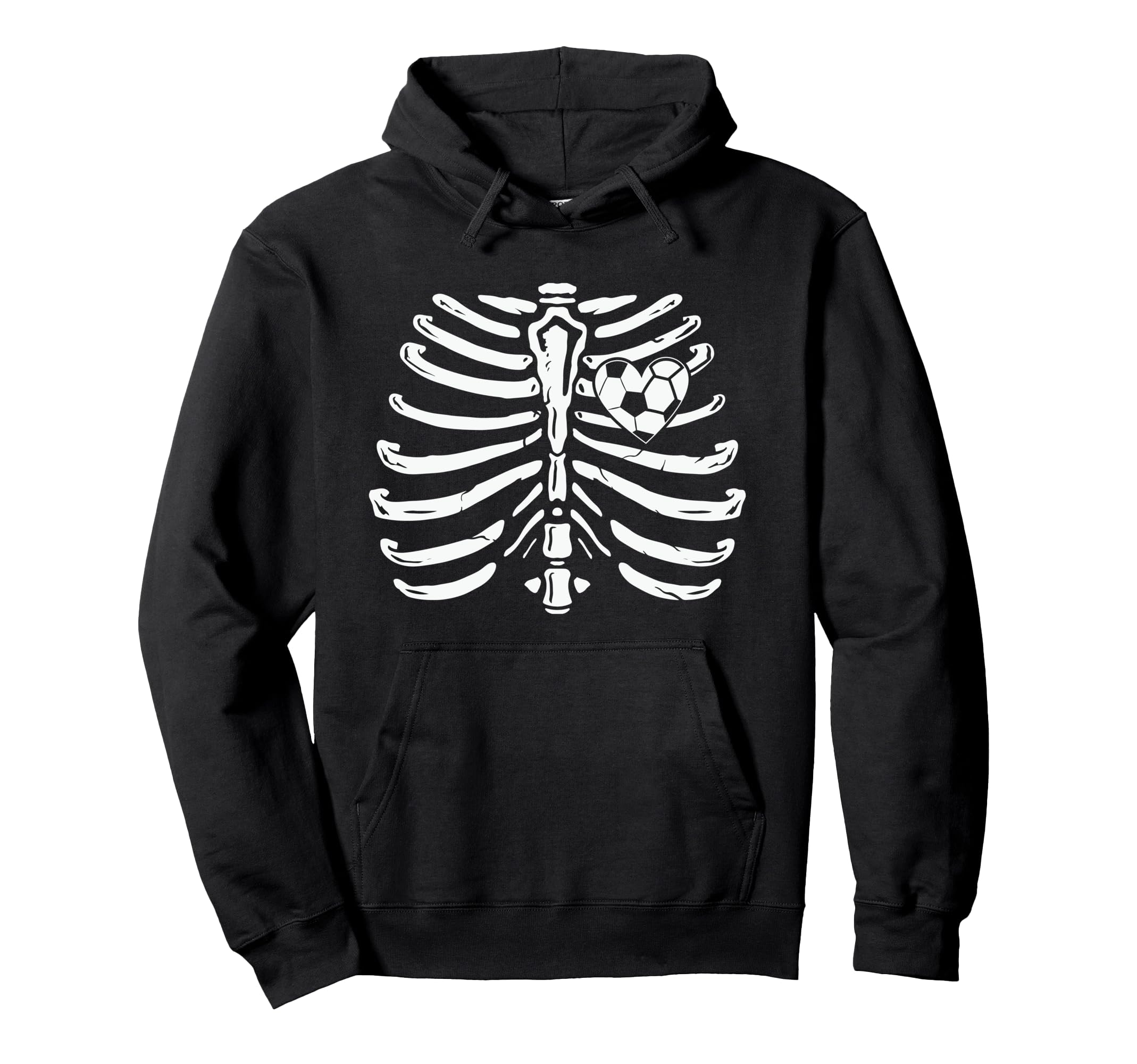 Soccer Ball Heart Skeleton Hoodie - Casual Everyday Wear Men Women - T-Shirt, Sweatshirt, Hoodie