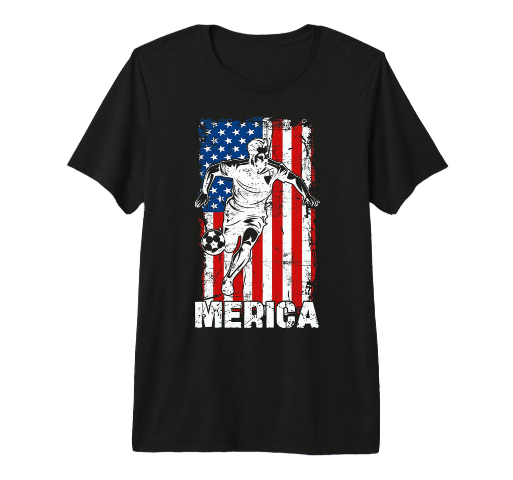 Merica Soccer Player Usa American T-Shirt - Custom Art Print Men Women - T-Shirt, Sweatshirt, Hoodie