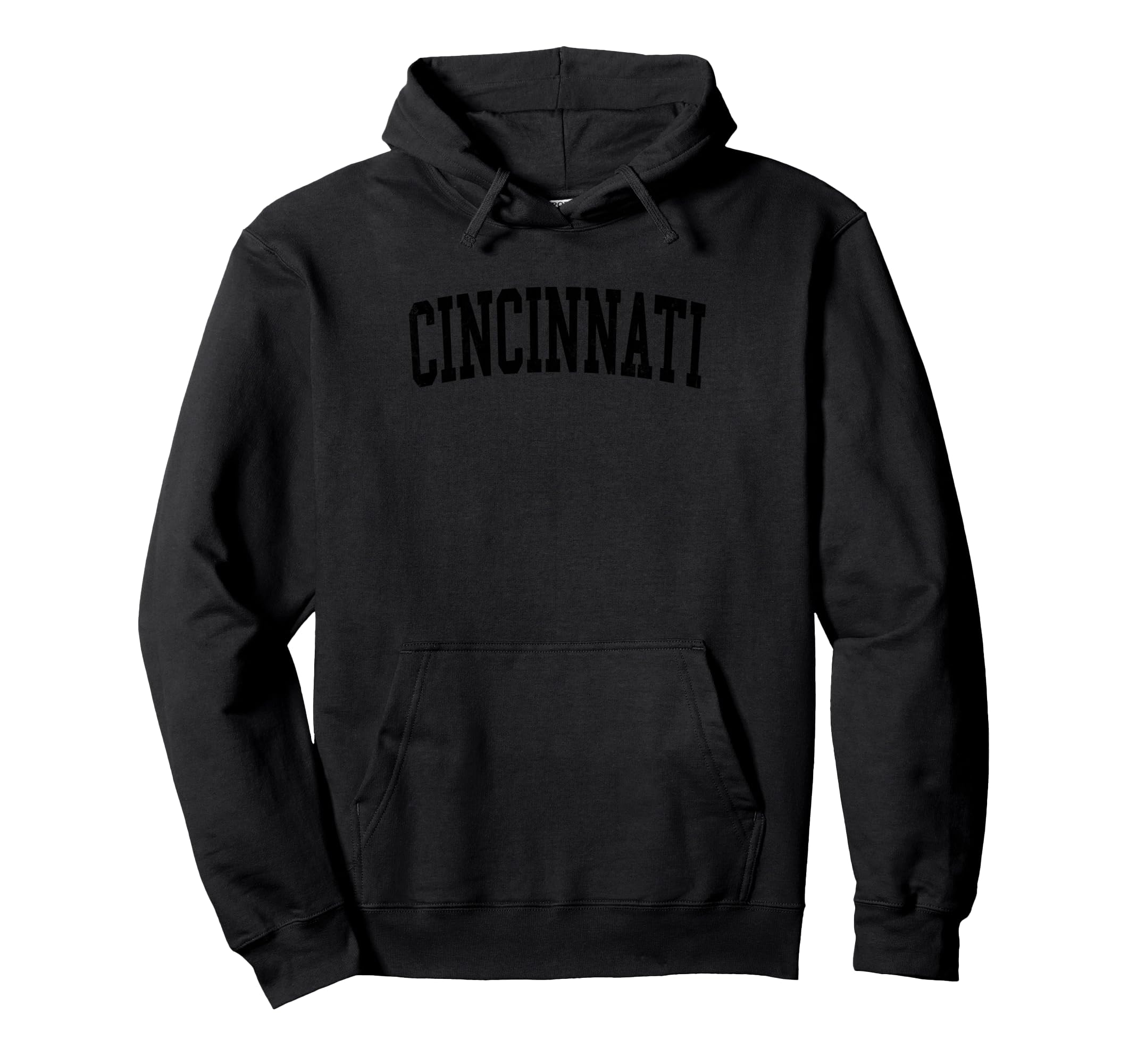 Cincinnati Oh Distressed Black Hoodie - Aesthetic Graphic for Adults - T-Shirt, Sweatshirt, Hoodie