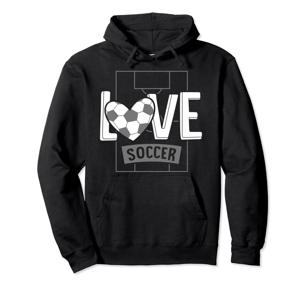 Love Soccer Funny Hearty Soccer Field Hoodie - Graphic Print Men Women - T-Shirt, Sweatshirt, Hoodie