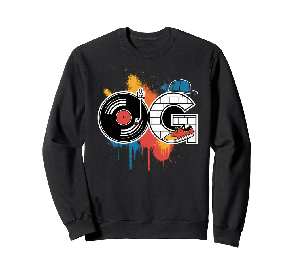 Old School Og Hip Hop Vinyl Cds Sweatshirt - Unique Graphic for Adults - T-Shirt, Sweatshirt, Hoodie