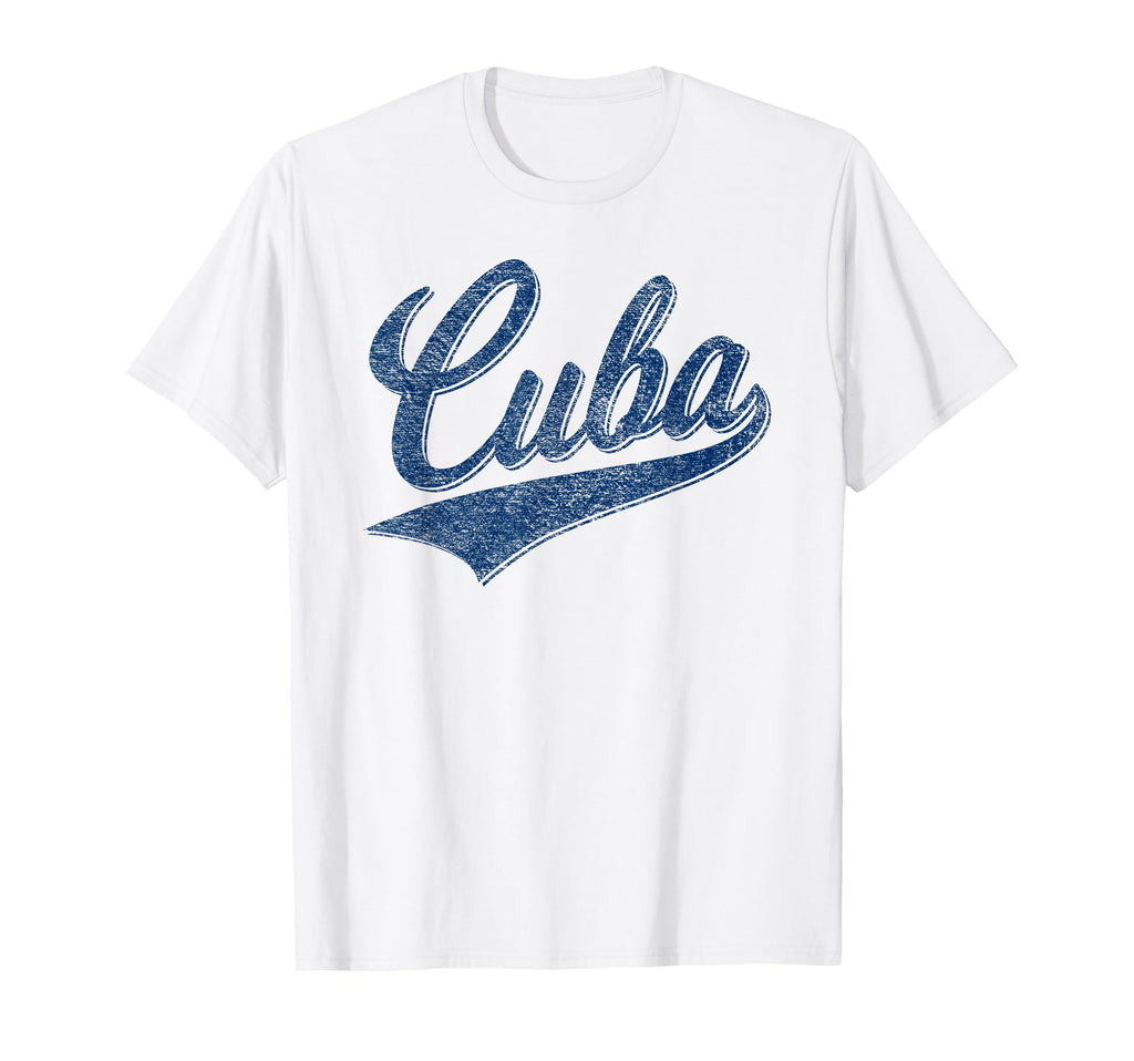 Cuba Flag Baseball Sport Swoosh Script T-Shirt - Custom Art Print Unisex - T-Shirt, Sweatshirt, Hoodie