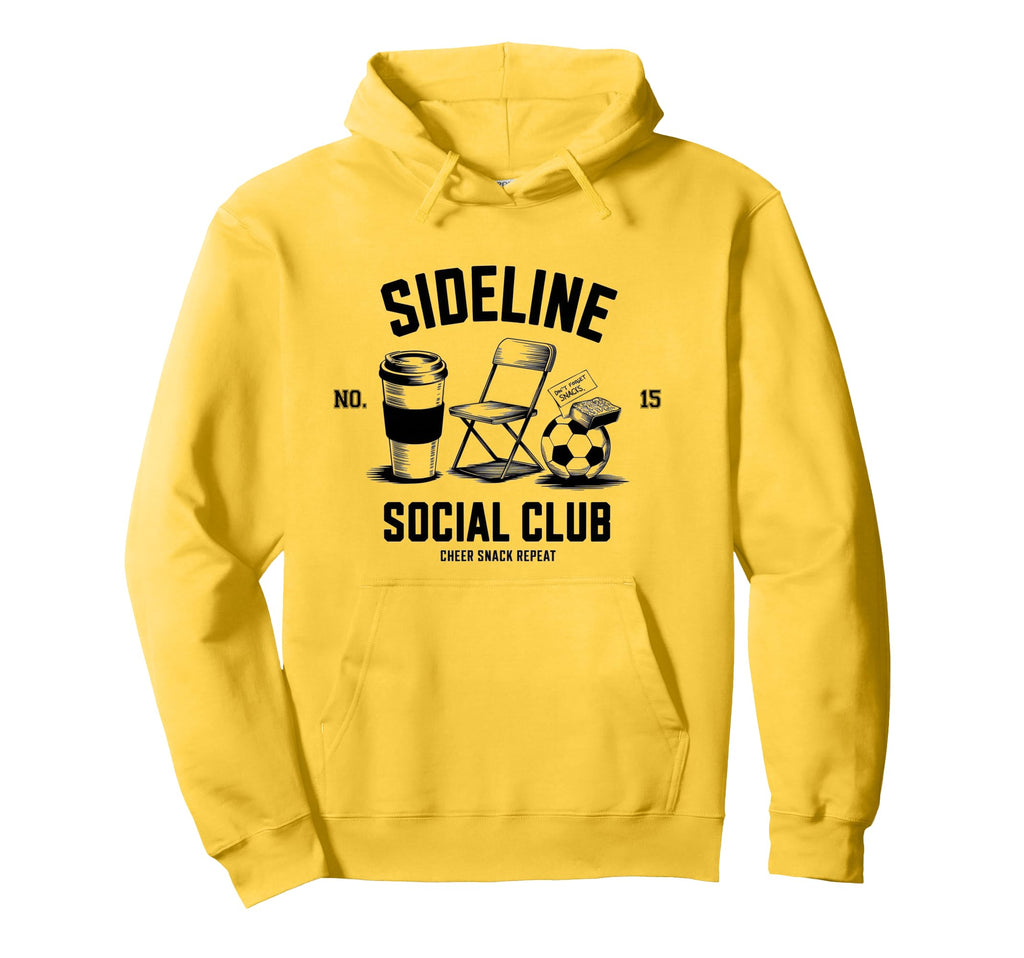 Sideline Social Club Soccer Mom Hoodie - Fun Novelty Design for Adults - T-Shirt, Sweatshirt, Hoodie