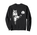 Funny Soccer Cat Kicking Ball Pet Sweatshirt - Minimalist Print for Adults - T-Shirt, Sweatshirt, Hoodie