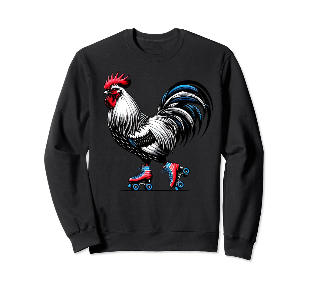 Roller Skating Rooster Derby Skater Sweatshirt - Minimalist Print Unisex - T-Shirt, Sweatshirt, Hoodie