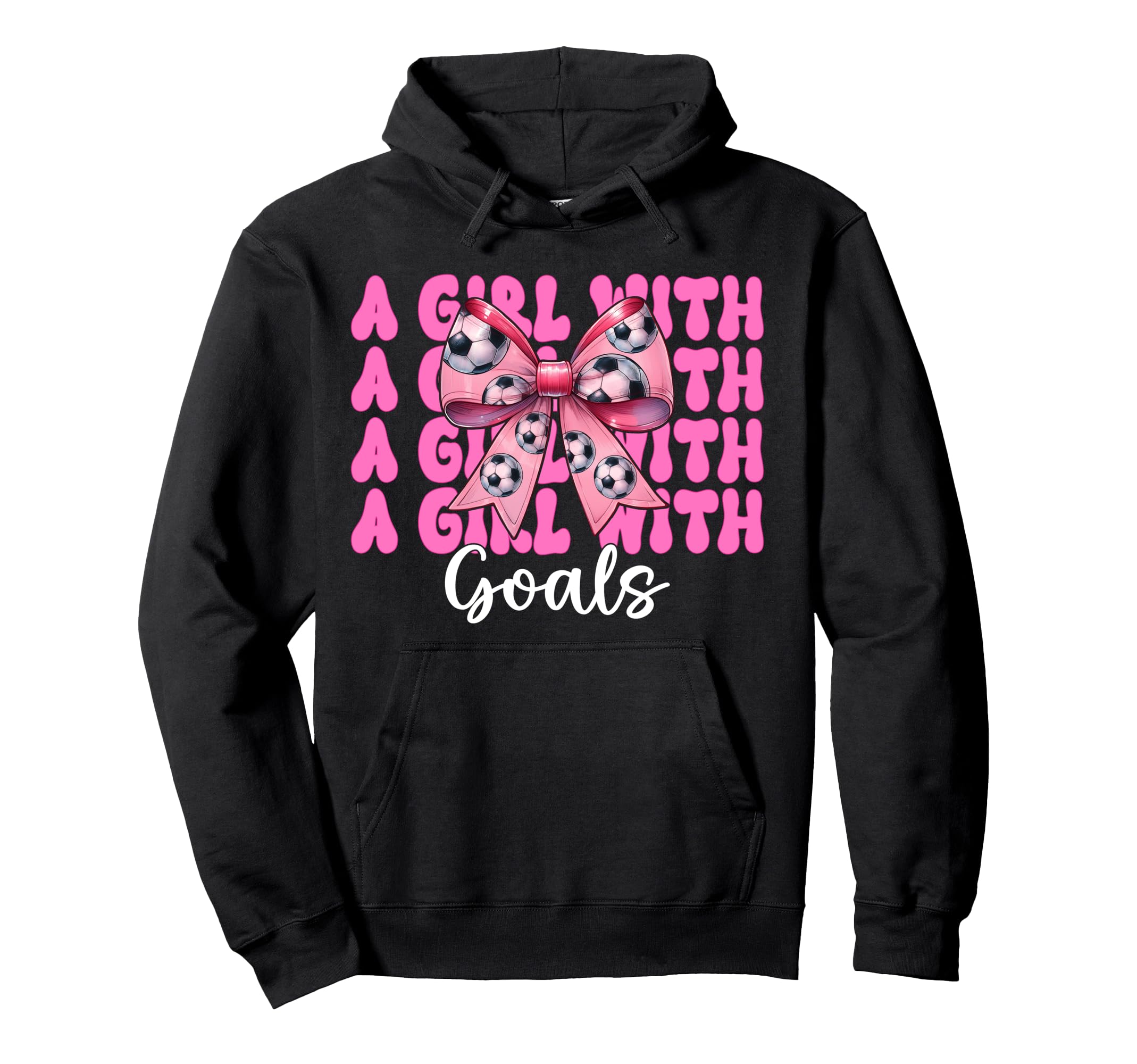 Goals Soccer Coquette Bow Hoodie - Trendy Graphic Unisex - T-Shirt, Sweatshirt, Hoodie