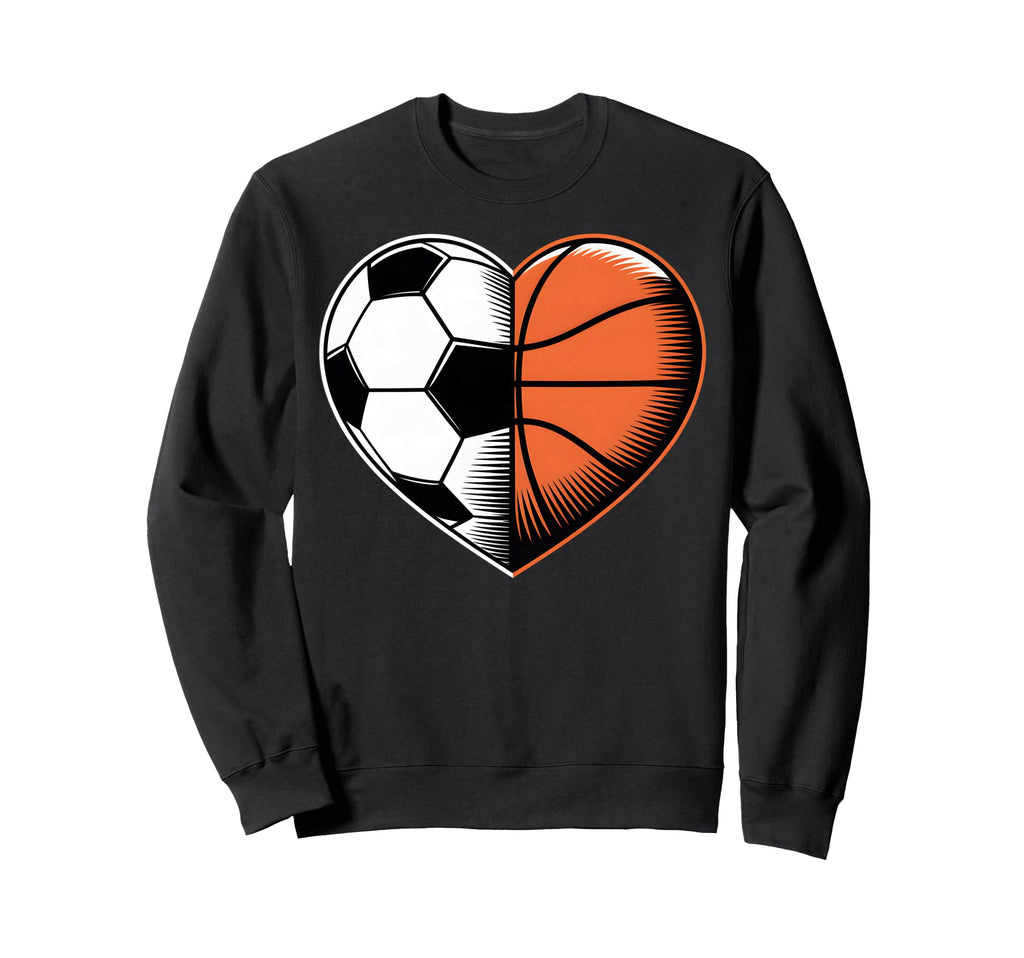 Soccer Basketball Heart Sports Sweatshirt - Minimalist Print Men Women - T-Shirt, Sweatshirt, Hoodie