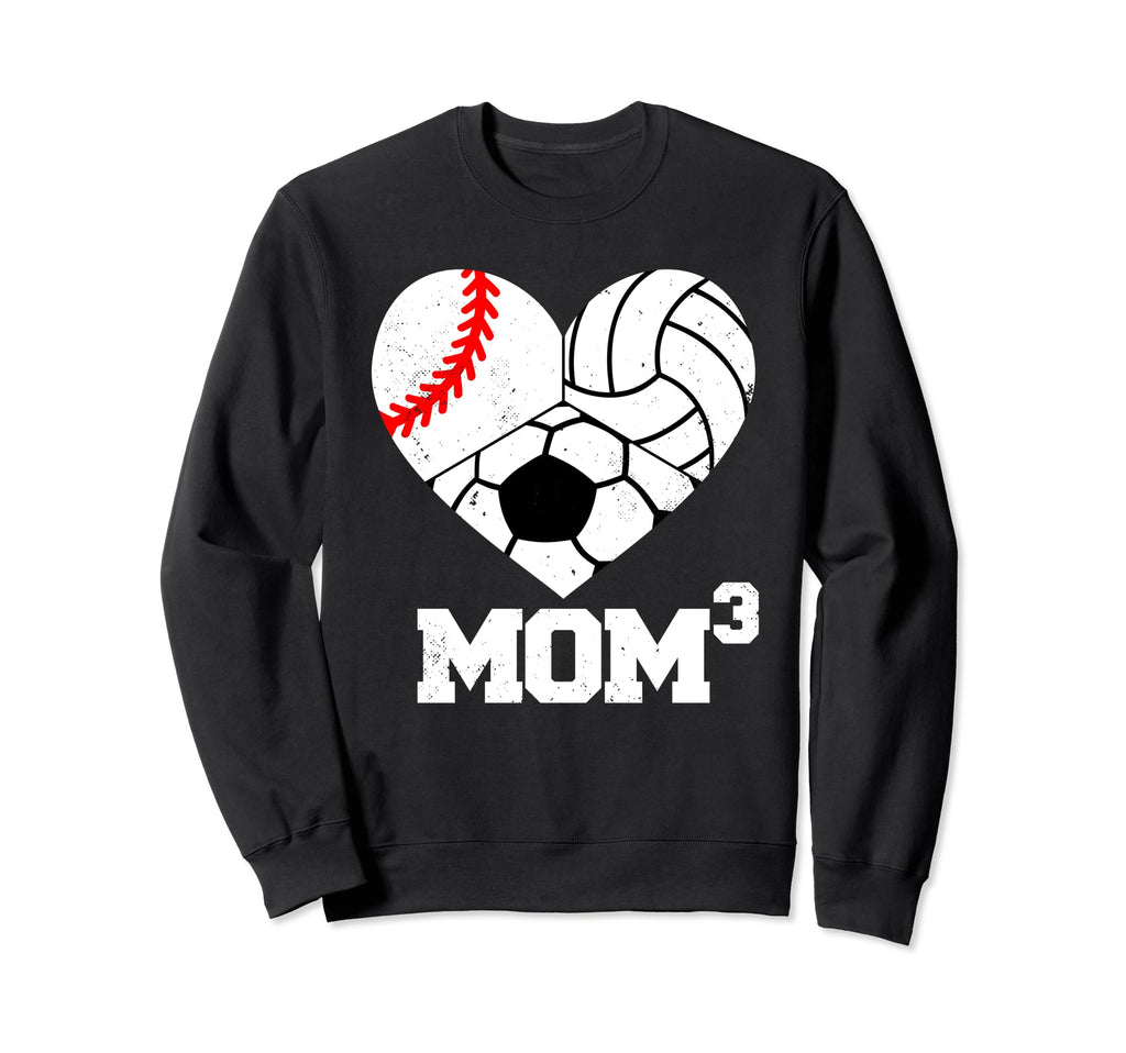 Mom Cubed Mom3 Mom Three Baseball Sweatshirt - Graphic Print Unisex - T-Shirt, Sweatshirt, Hoodie