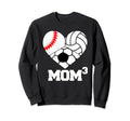 Mom Cubed Mom3 Mom Three Baseball Sweatshirt - Graphic Print Unisex - T-Shirt, Sweatshirt, Hoodie