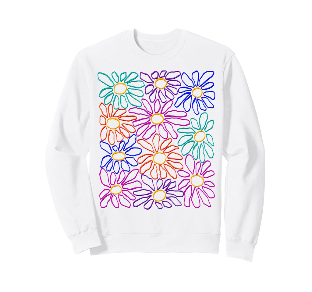 Colorful Flower Pattern Vibrant Floral Sweatshirt - Trendy Graphic Unisex - T-Shirt, Sweatshirt, Hoodie
