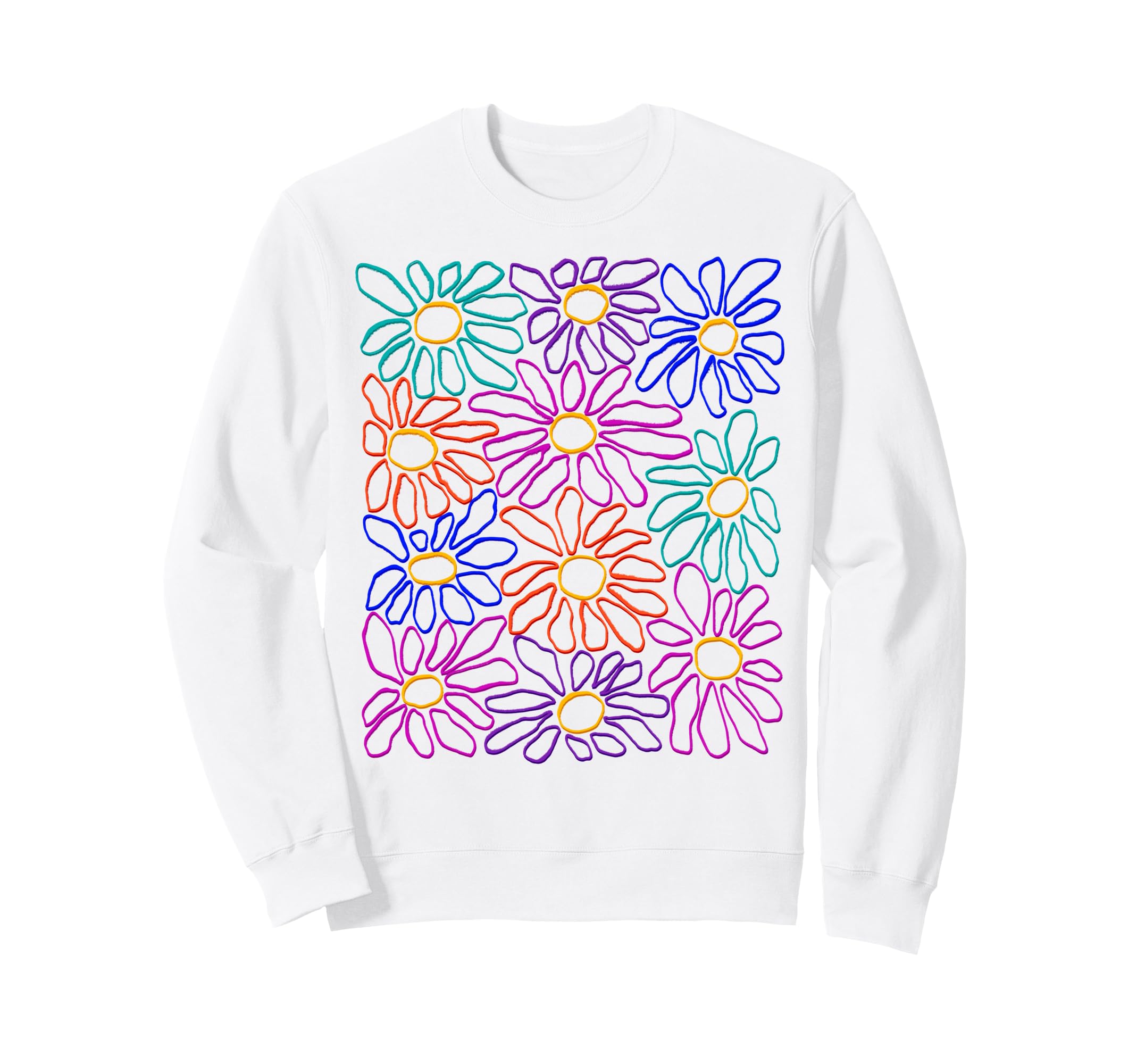 Colorful Flower Pattern Vibrant Floral Sweatshirt - Trendy Graphic Unisex - T-Shirt, Sweatshirt, Hoodie