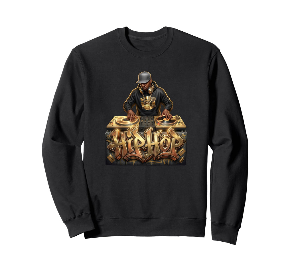 Hip Hop Gold Turntable Streetwear Sweatshirt - Trendy Graphic for Adults - T-Shirt, Sweatshirt, Hoodie