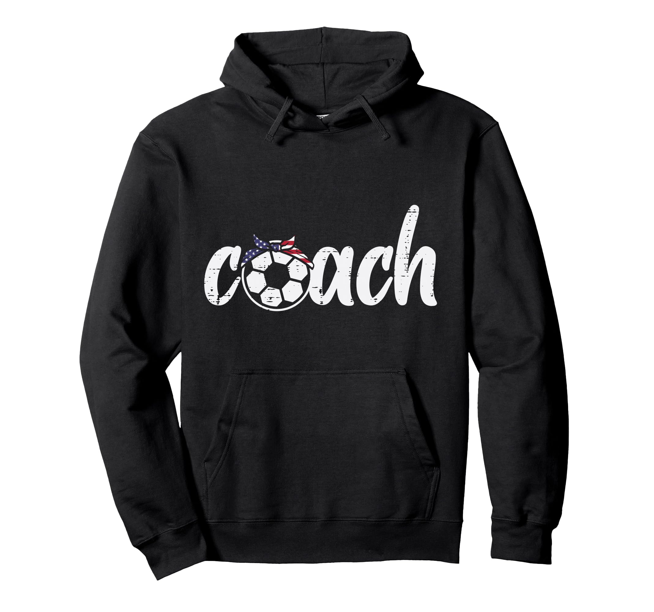 Coach Soccer American Flag Bandana Hoodie - Casual Everyday Wear Unisex - T-Shirt, Sweatshirt, Hoodie