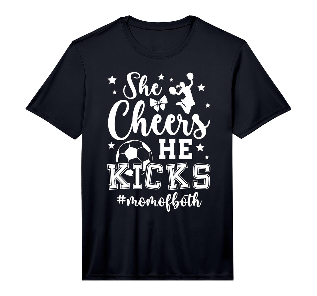 Mens She Cheers He Kicks Mom Both Cheer T-Shirt - Aesthetic Graphic Unisex - T-Shirt, Sweatshirt, Hoodie