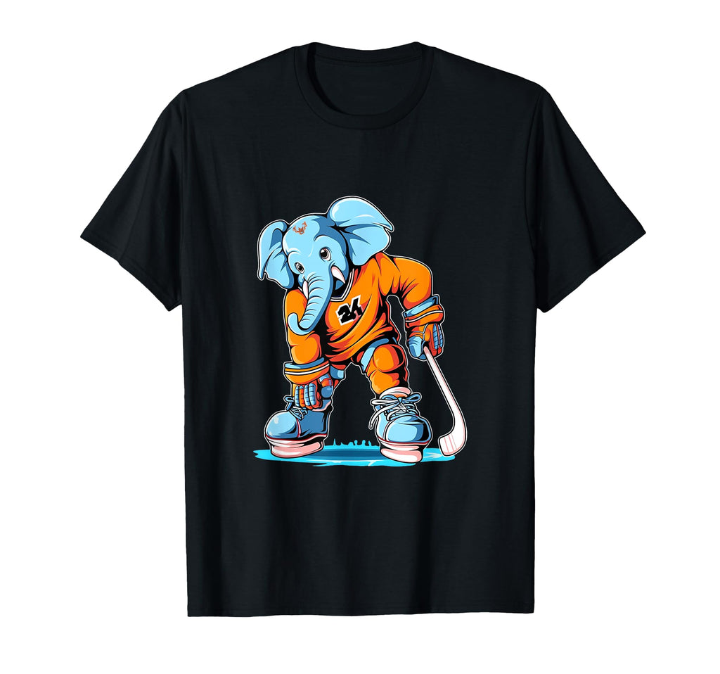 Elephant Ice Hockey Player Hockey T-Shirt - Custom Art Print Men Women - T-Shirt, Sweatshirt, Hoodie