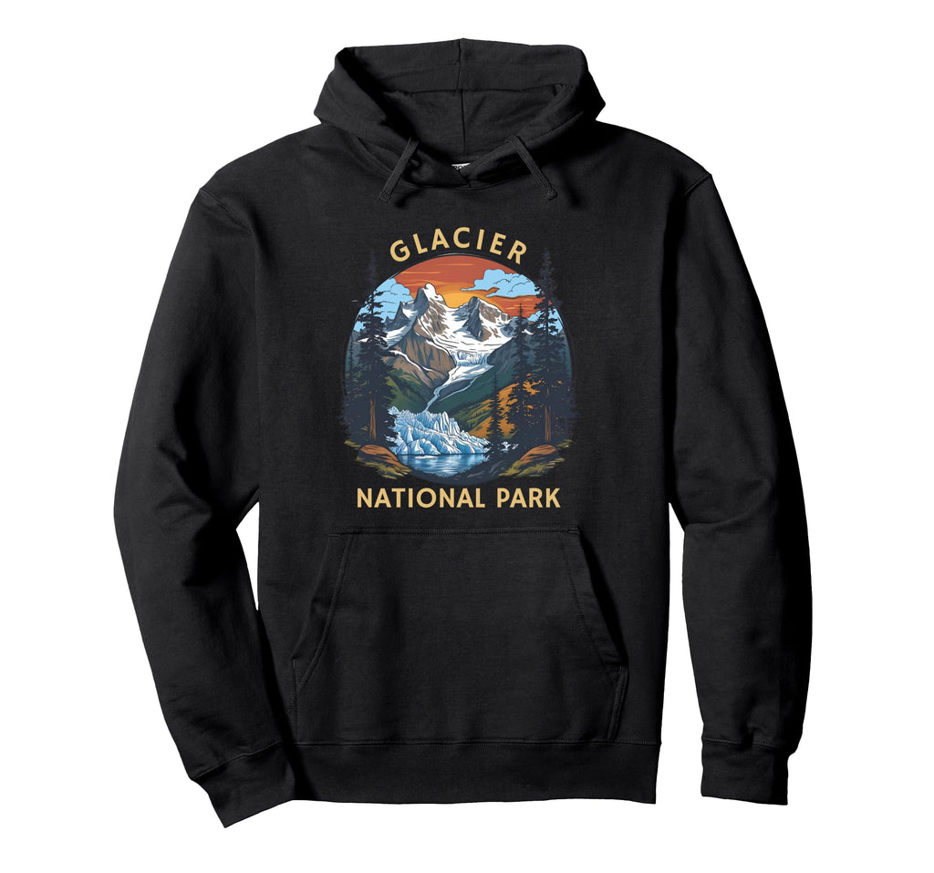 Glacier National Park Sunset Mountain Hoodie - Graphic Print for Adults - T-Shirt, Sweatshirt, Hoodie