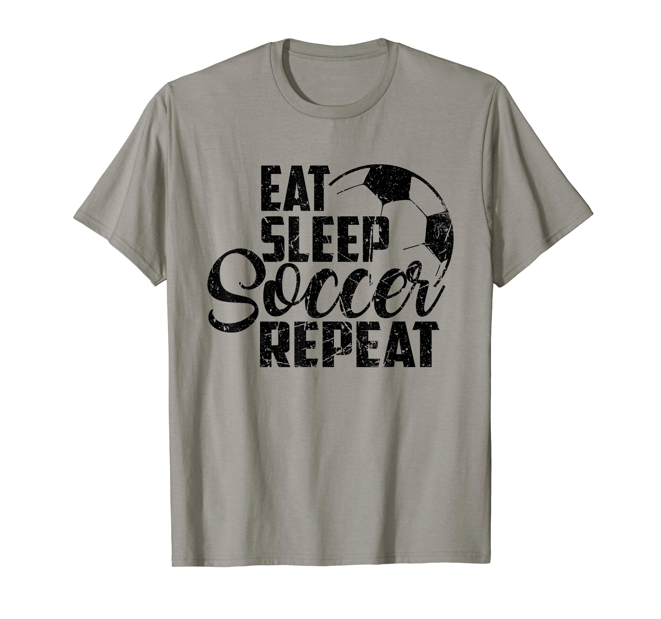 Eat Sleep Soccer Repeat Distressed T-Shirt - Unique Graphic for Adults - T-Shirt, Sweatshirt, Hoodie