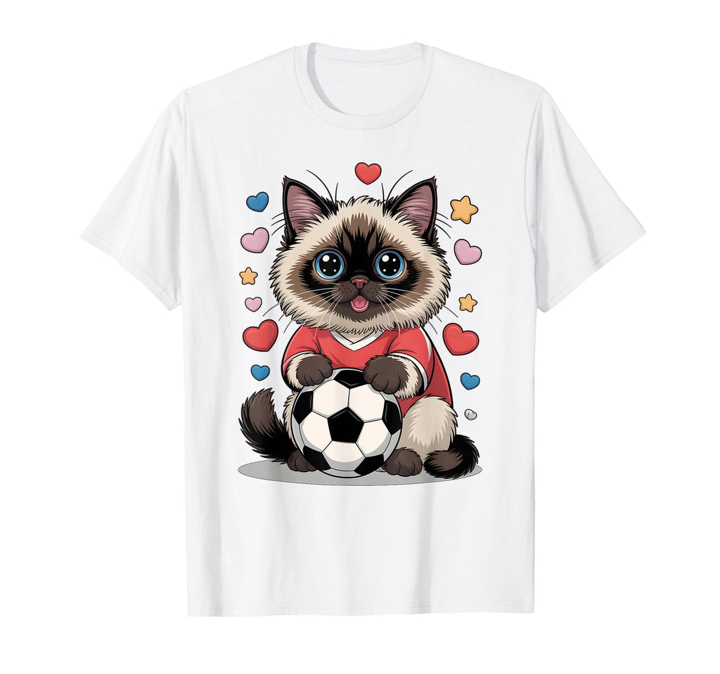 Kawaii Soccer Cat Just Who Loves T-Shirt - Unique Graphic for Adults - T-Shirt, Sweatshirt, Hoodie