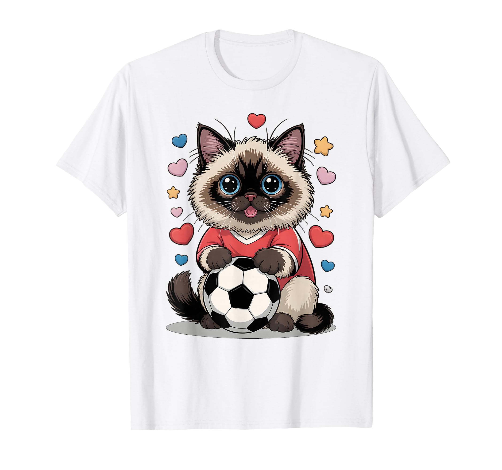Kawaii Soccer Cat Just Who Loves T-Shirt - Unique Graphic for Adults - T-Shirt, Sweatshirt, Hoodie