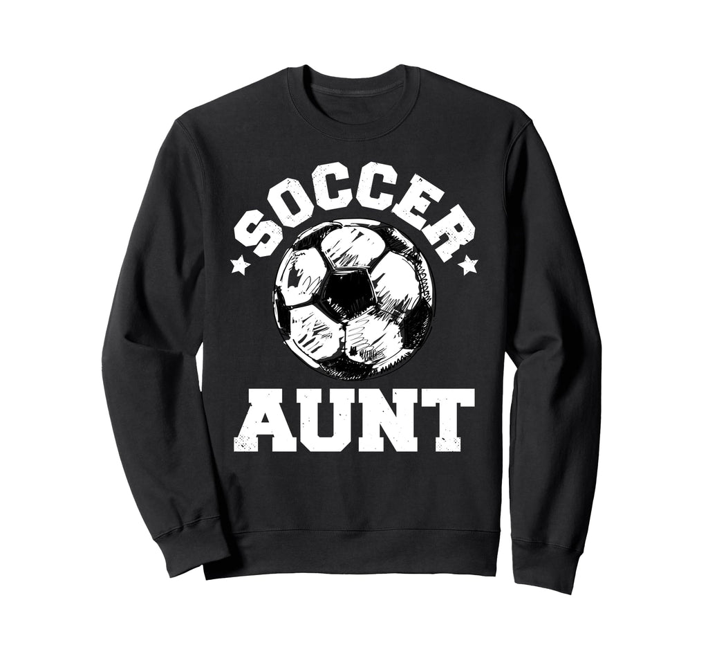 Soccer Aunt Soccer Ball Distressed Sweatshirt - Trendy Graphic Unisex - T-Shirt, Sweatshirt, Hoodie