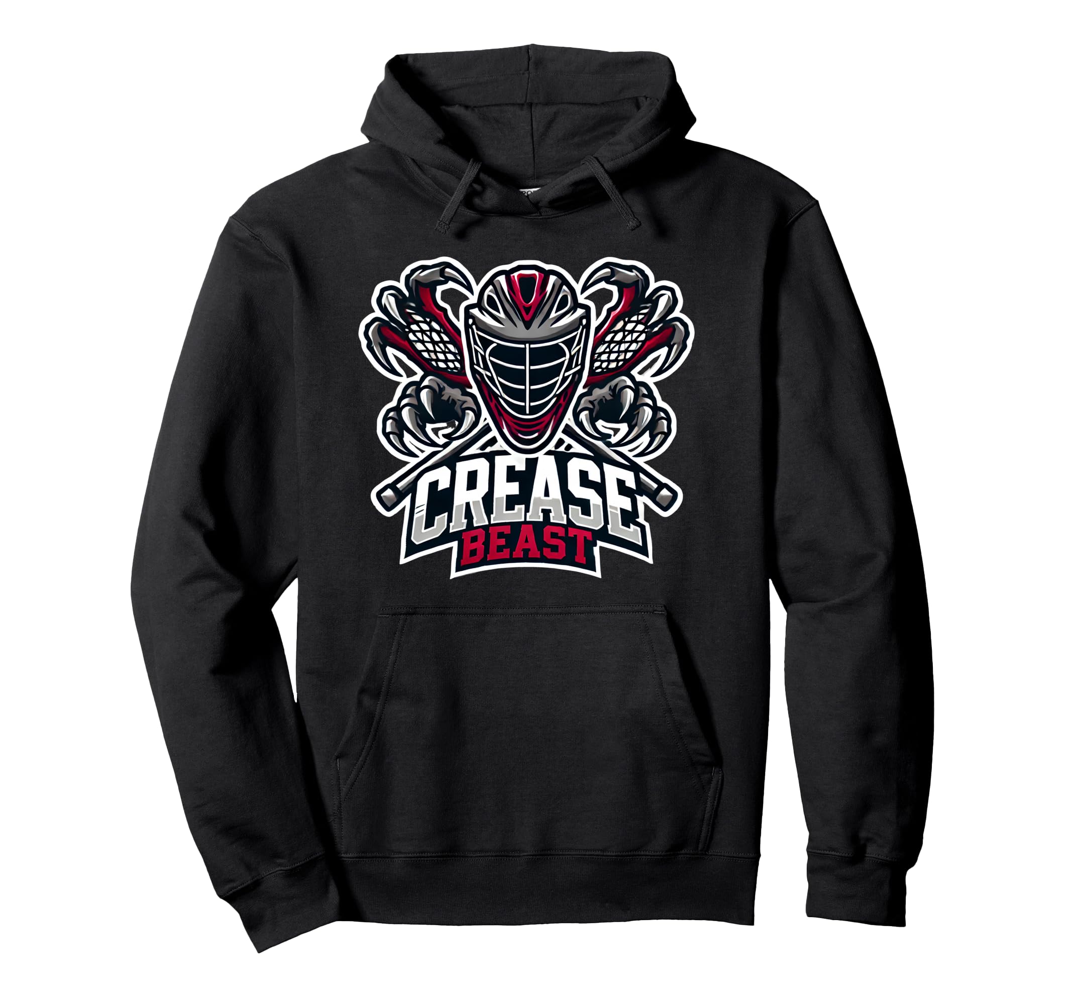 Lacrosse Goalie Crease Beast Funny Hoodie - Custom Art Print Men Women - T-Shirt, Sweatshirt, Hoodie