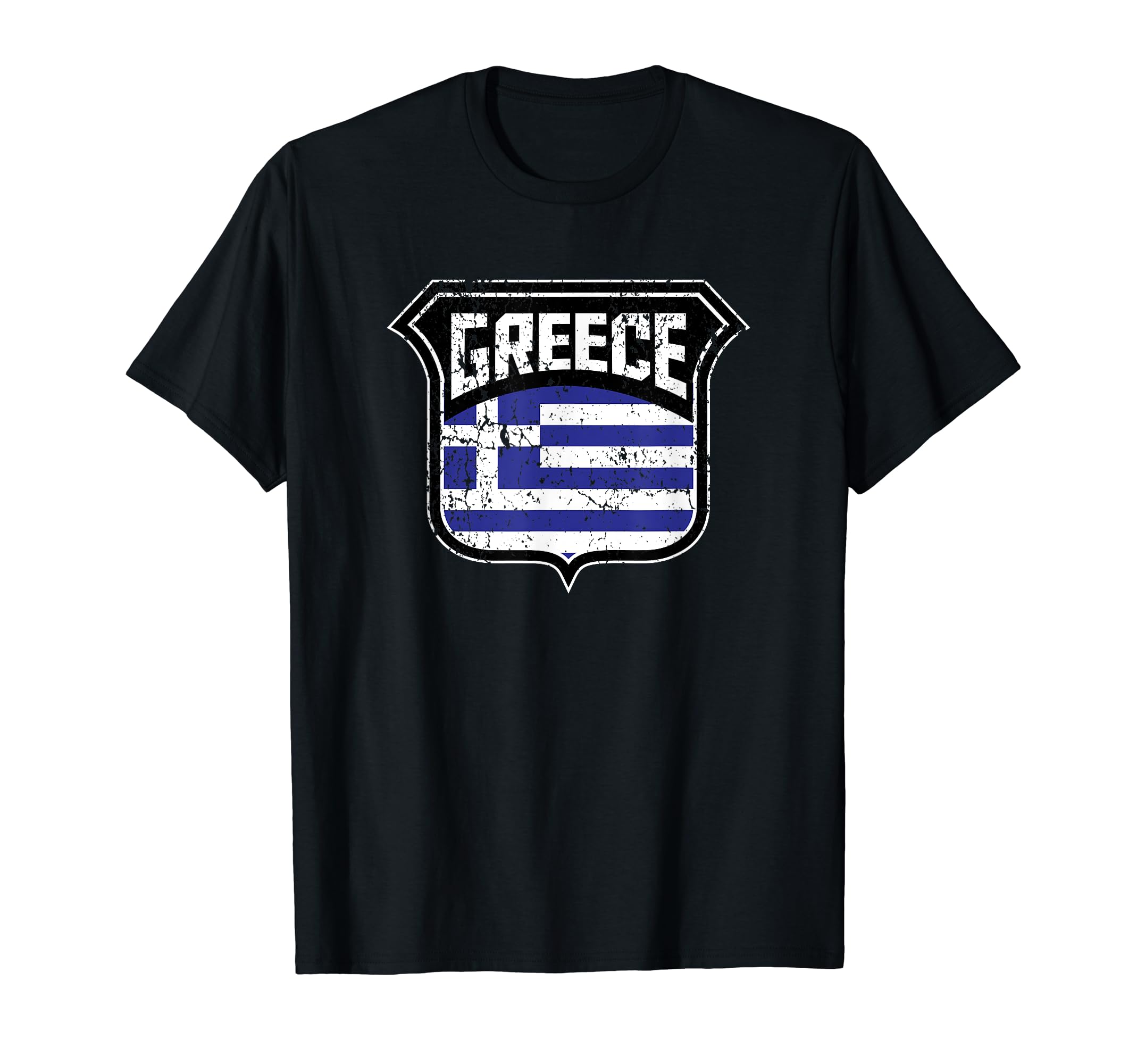 Greece Soccer Country Flag Crest Shield T-Shirt - Graphic Print for Adults - T-Shirt, Sweatshirt, Hoodie