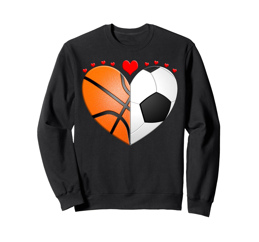 Heart Basketball Soccer Football Sweatshirt - Novelty Apparel Unisex - T-Shirt, Sweatshirt, Hoodie