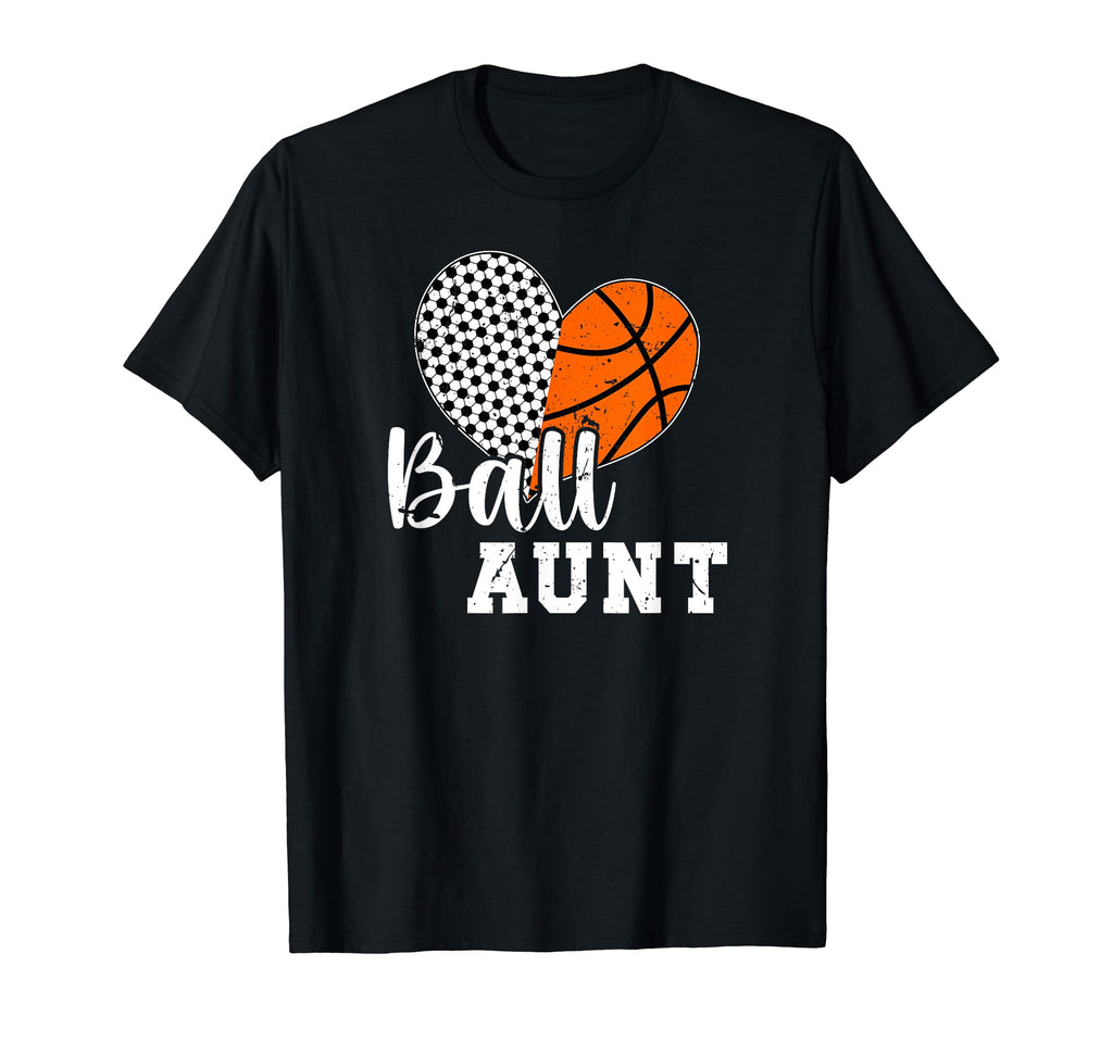 Ball Aunt Heart Soccer Basketball T-Shirt - Fun Novelty Design for Adults - T-Shirt, Sweatshirt, Hoodie