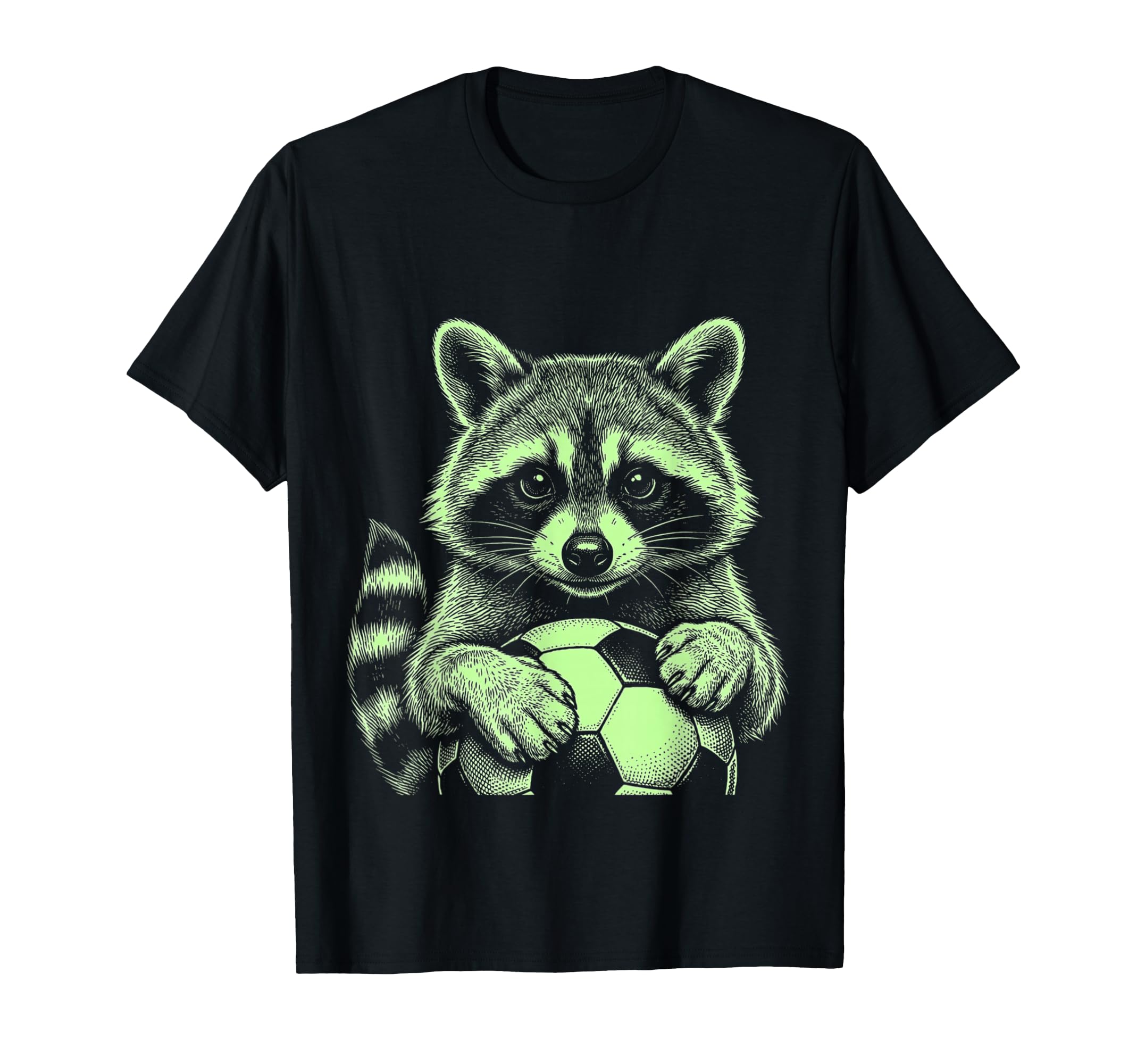 Soccer Fan Engraved Raccoon Playing T-Shirt - Casual Everyday Wear Unisex - T-Shirt, Sweatshirt, Hoodie
