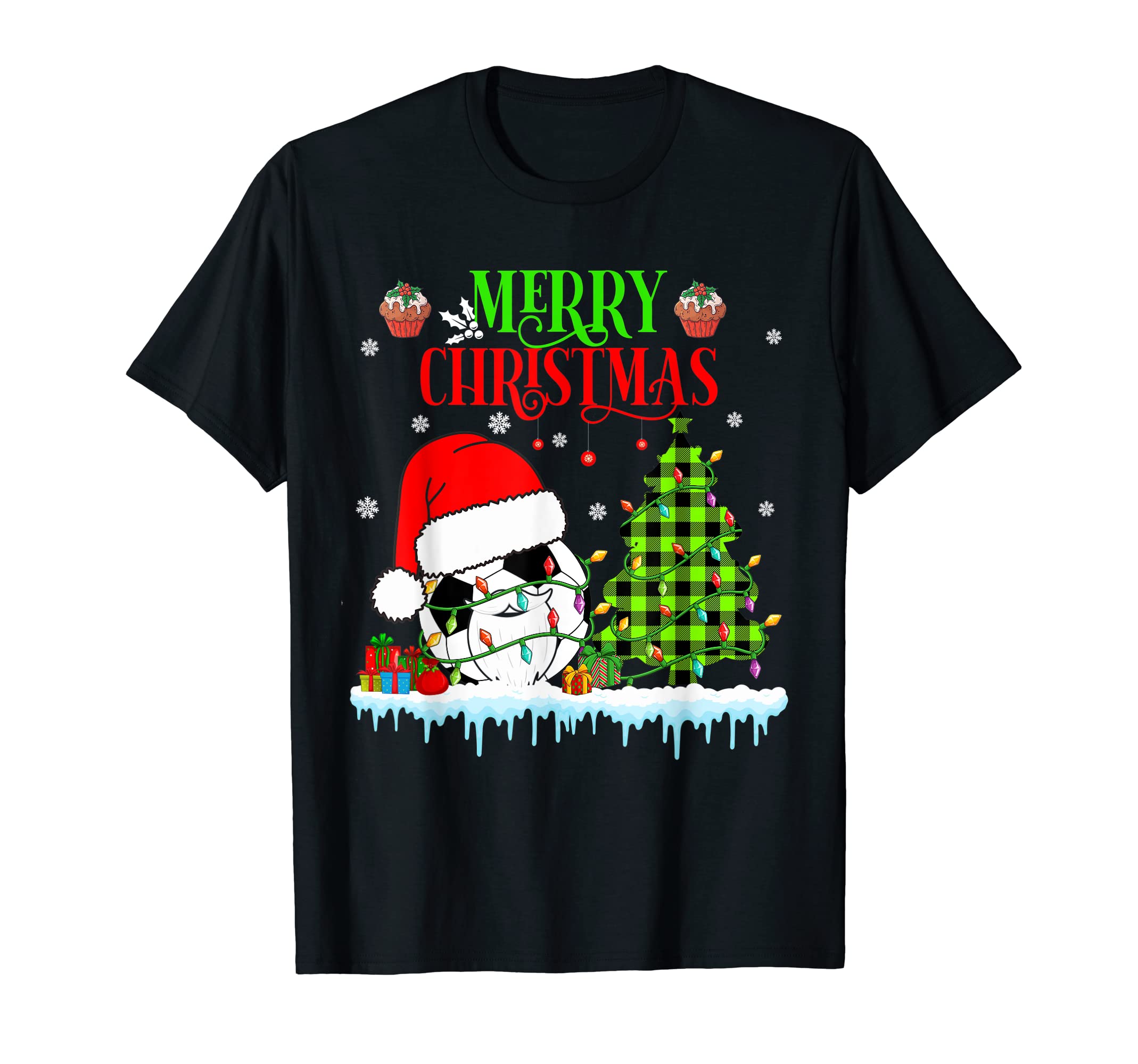 Merry Tree Plaid Santa Soccer T-Shirt - Casual Everyday Wear for Adults - T-Shirt, Sweatshirt, Hoodie