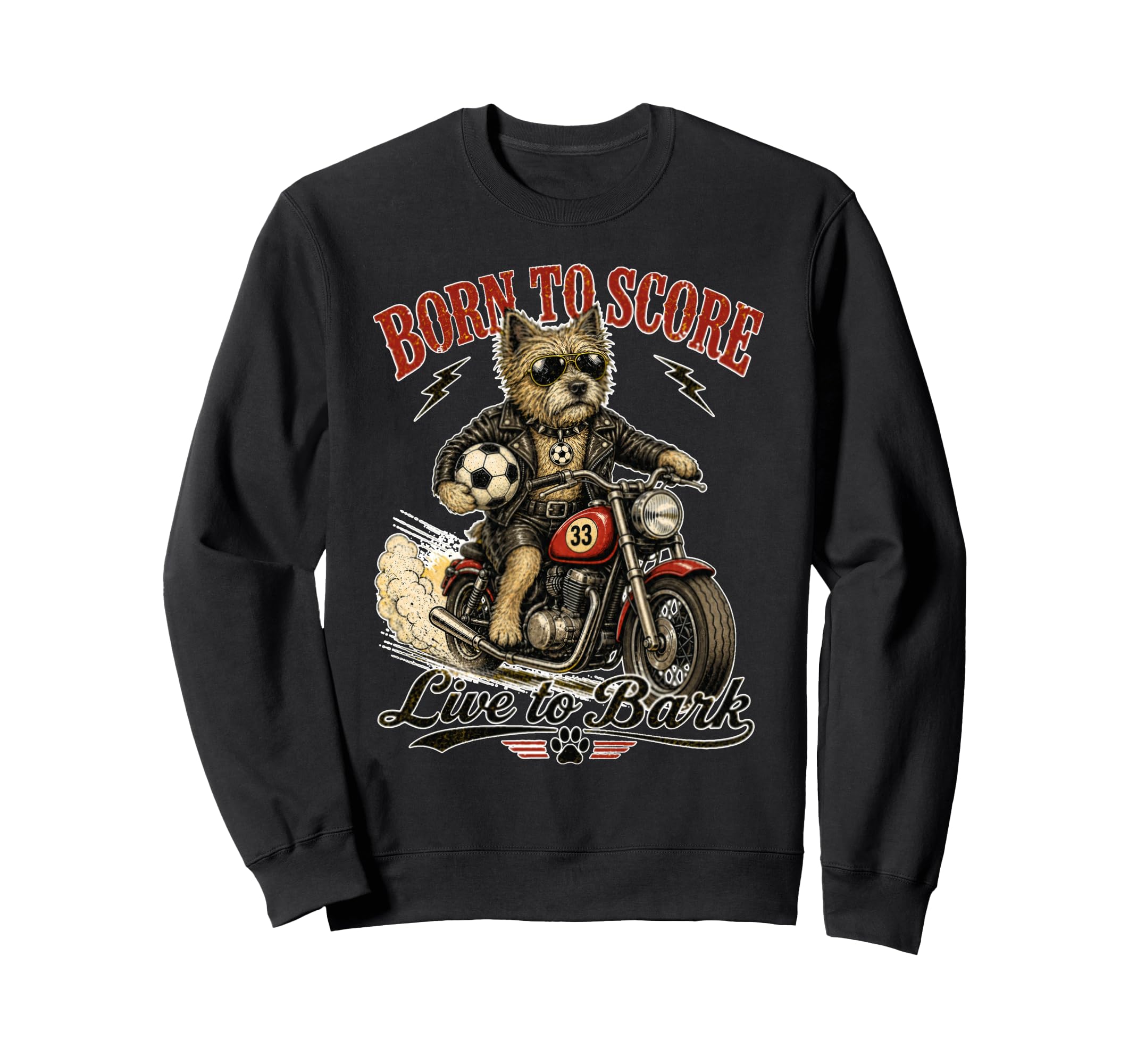 Cairn Terrier Motorbike Love Footbal Sweatshirt - Aesthetic Graphic Unisex - T-Shirt, Sweatshirt, Hoodie