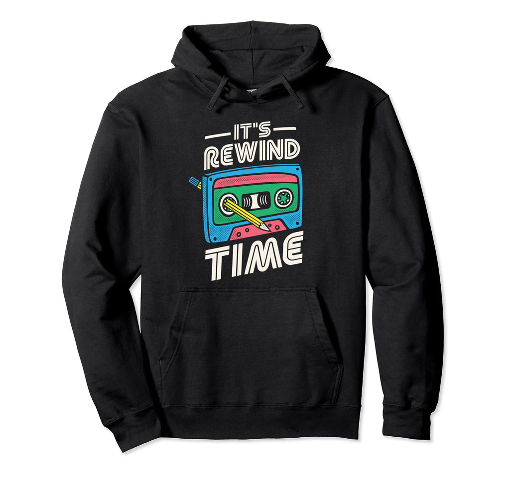 Its Rewind Time 80S Music Lover Mixtape Hoodie - Trendy Graphic for Adults - T-Shirt, Sweatshirt, Hoodie