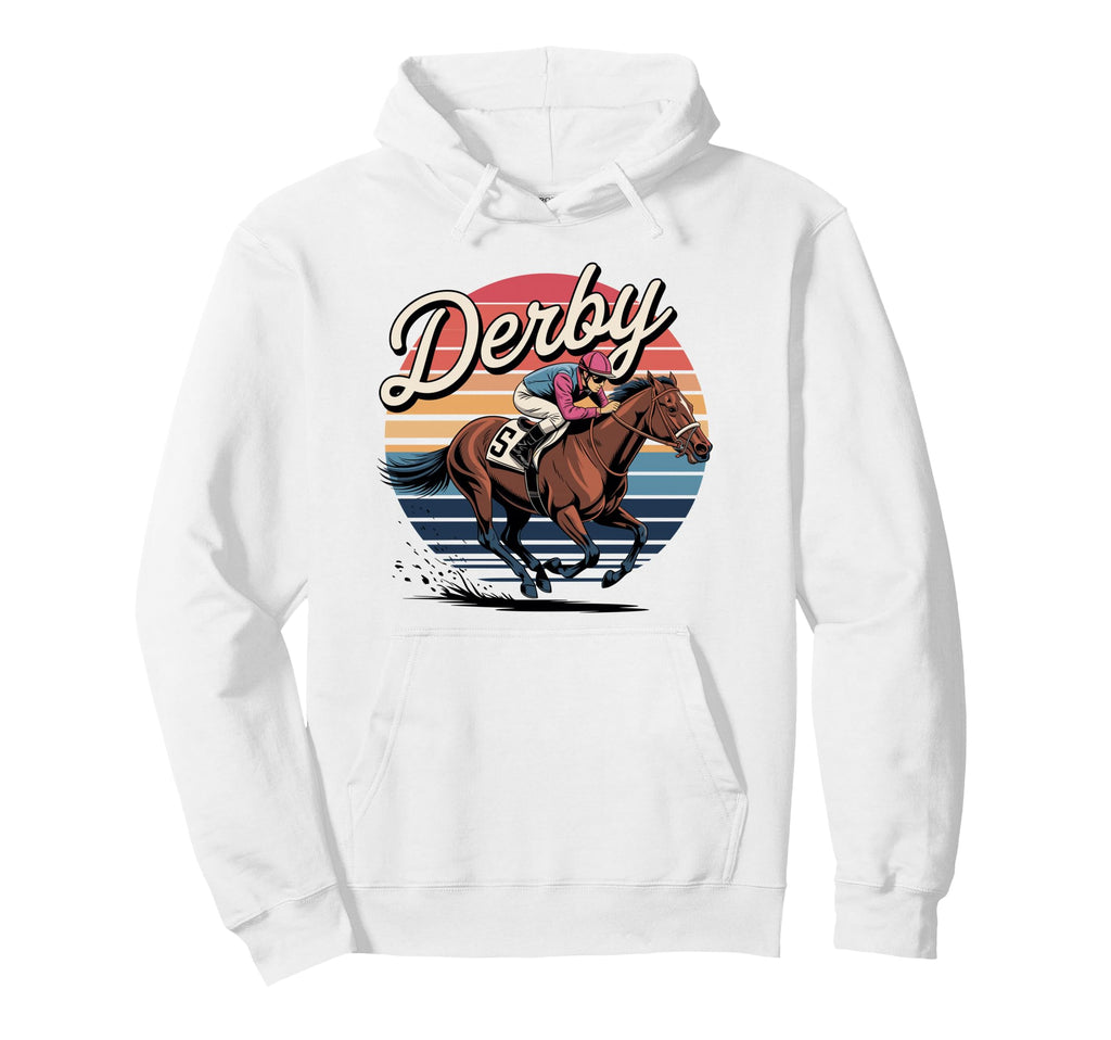 Derby Horse Racing Jockey Racehorse Hoodie - Casual Everyday Wear Men Women - T-Shirt, Sweatshirt, Hoodie