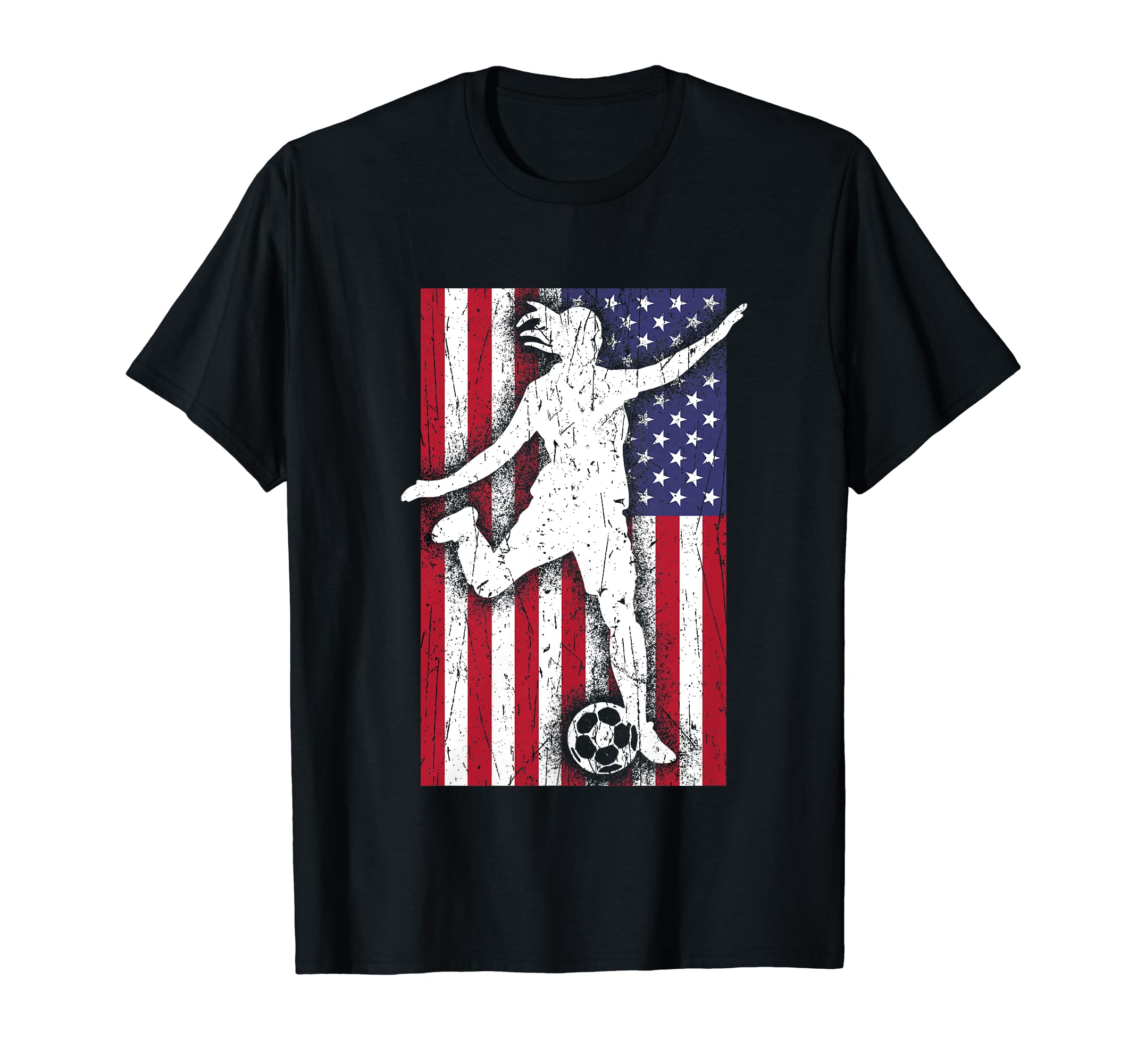 Soccer Player Usa American Flag Soccer T-Shirt - Trendy Graphic for Adults - T-Shirt, Sweatshirt, Hoodie