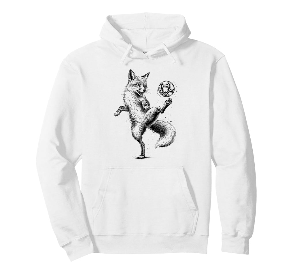 Funny Fox Freestyling Soccer Ball Hoodie - Custom Art Print Men Women - T-Shirt, Sweatshirt, Hoodie
