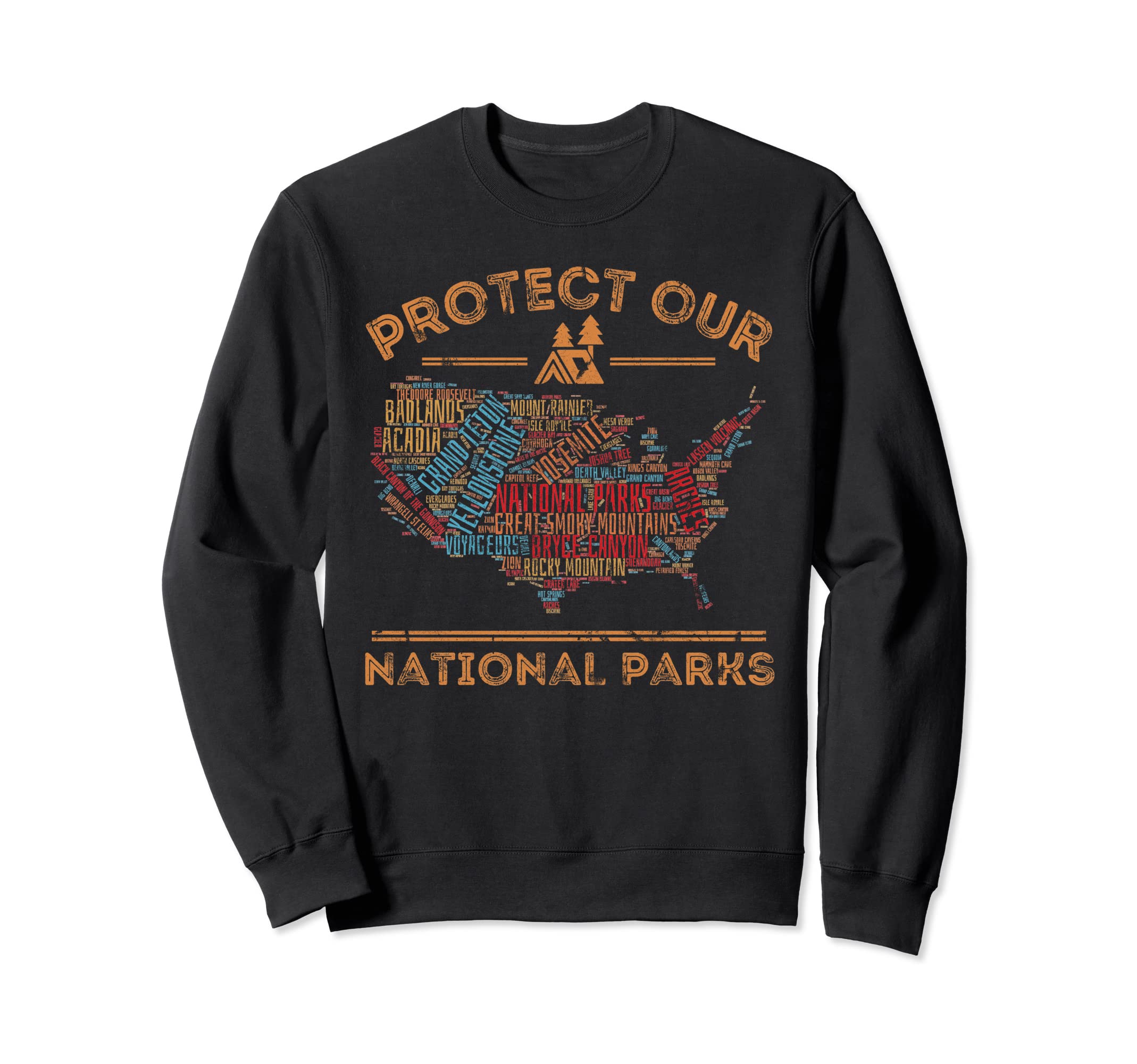 Protect Our National Parks Map Sweatshirt - Minimalist Print for Adults - T-Shirt, Sweatshirt, Hoodie