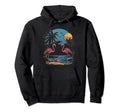 Flamingo Beach Sunset Surf Surfer Hoodie - Aesthetic Graphic for Adults - T-Shirt, Sweatshirt, Hoodie