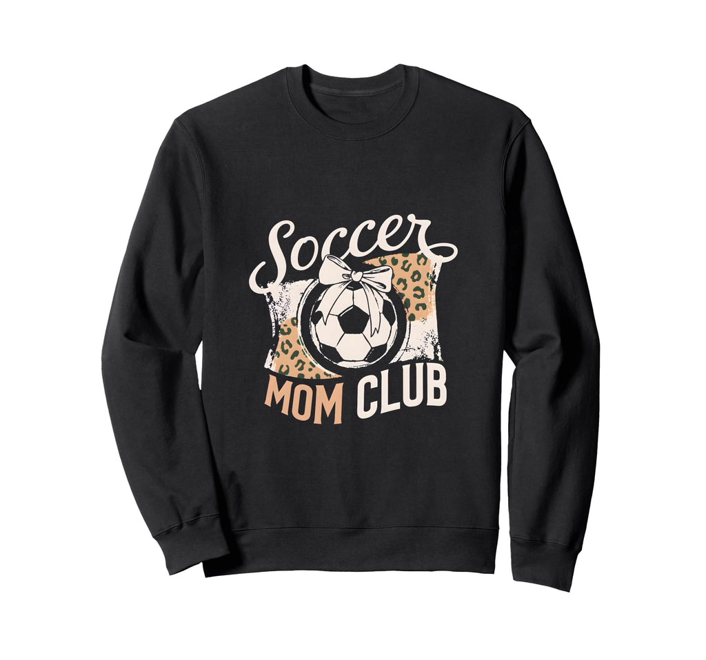 Soccer Mom Club Leopard Bow Mama Sweatshirt - Unique Graphic Men Women - T-Shirt, Sweatshirt, Hoodie