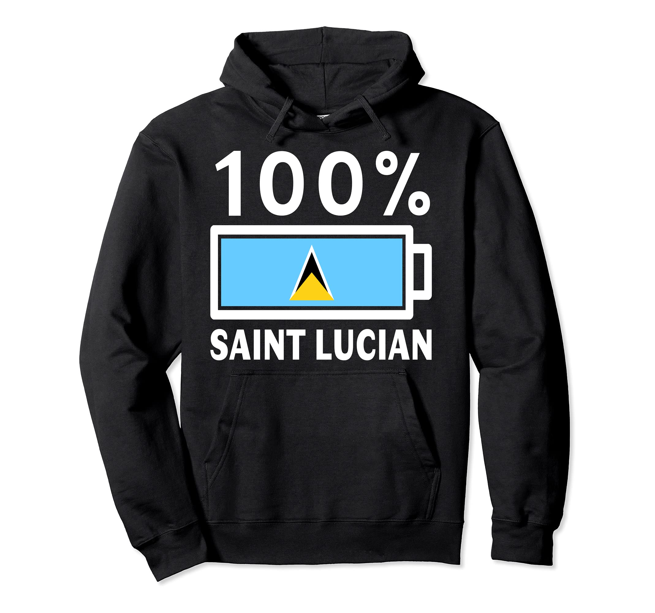 Saint Lucia Flag 100 Saint Lucian Hoodie - Fun Novelty Design for Adults - T-Shirt, Sweatshirt, Hoodie