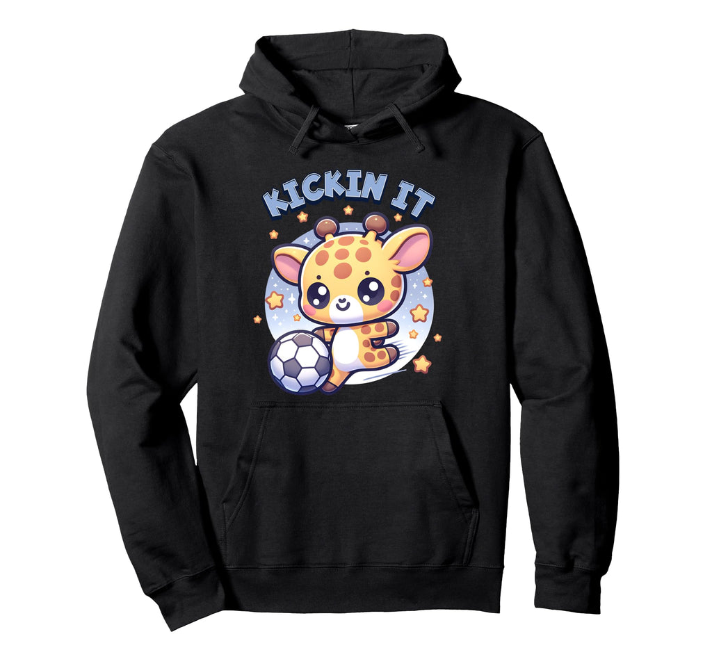 Kickin It Soccer Player Giraffe Ball Hoodie - Graphic Print Men Women - T-Shirt, Sweatshirt, Hoodie