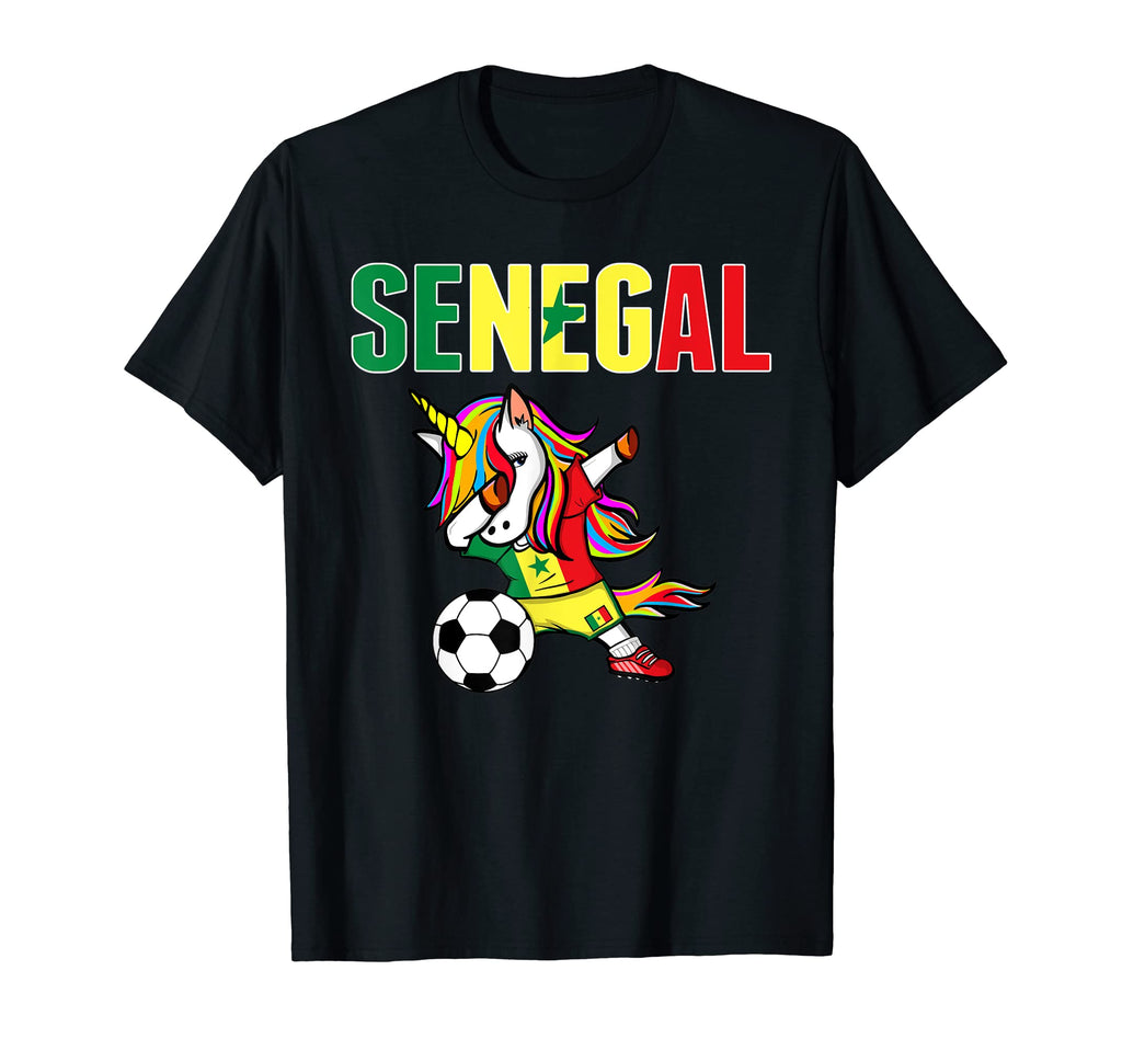 Dabbing Unicorn Senegal Soccer Fans Jersey T-Shirt - Unique Graphic Unisex - T-Shirt, Sweatshirt, Hoodie