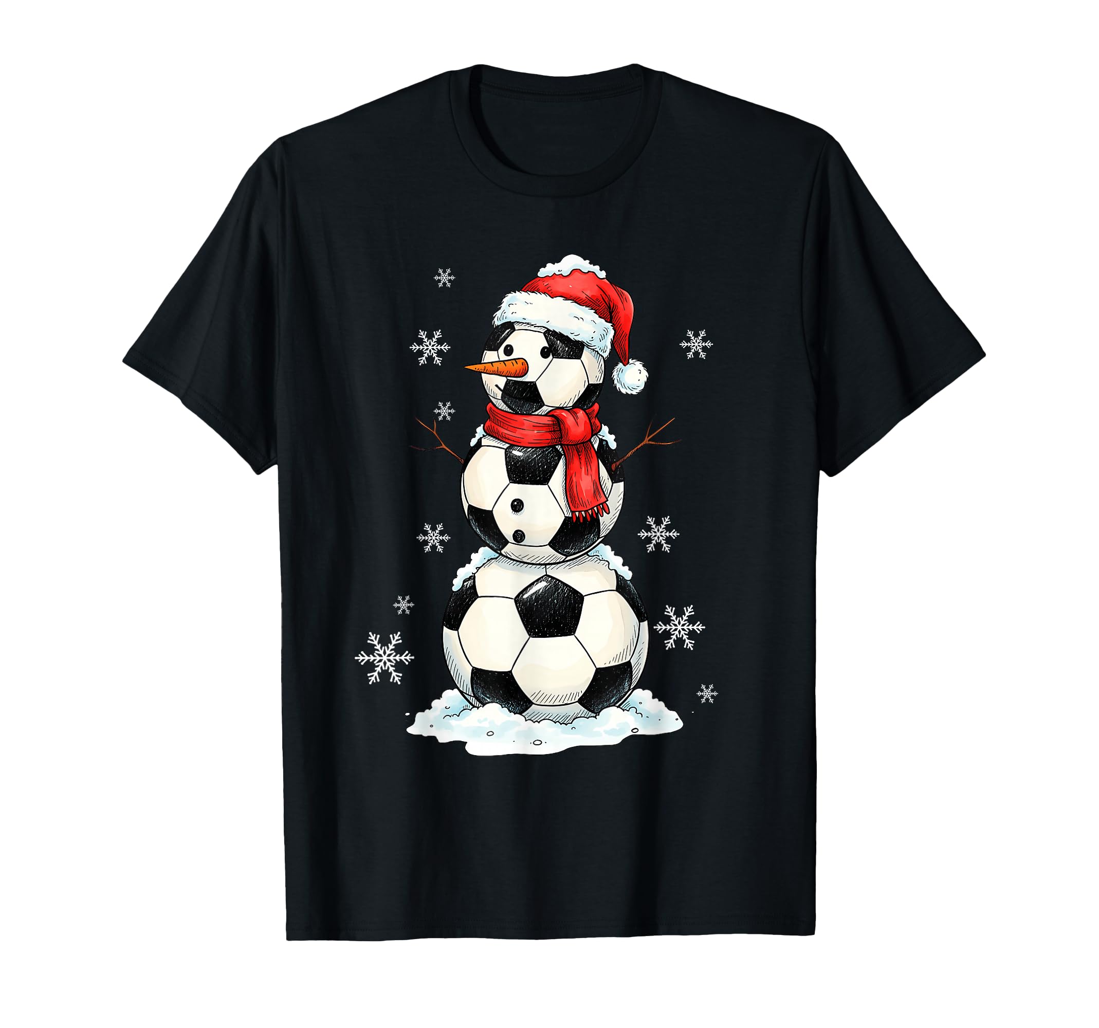 Soccer Snowman Holiday Sports Pajamas T-Shirt - Novelty Apparel for Adults - T-Shirt, Sweatshirt, Hoodie